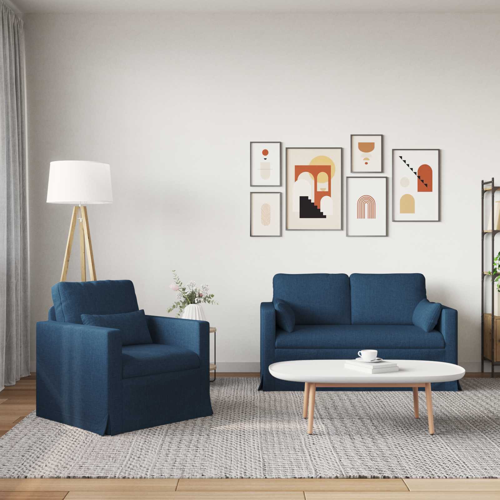 Ensemble de Canapés 2 pcs Bleu 139 x 78 x 80 cm tissu - XIOS