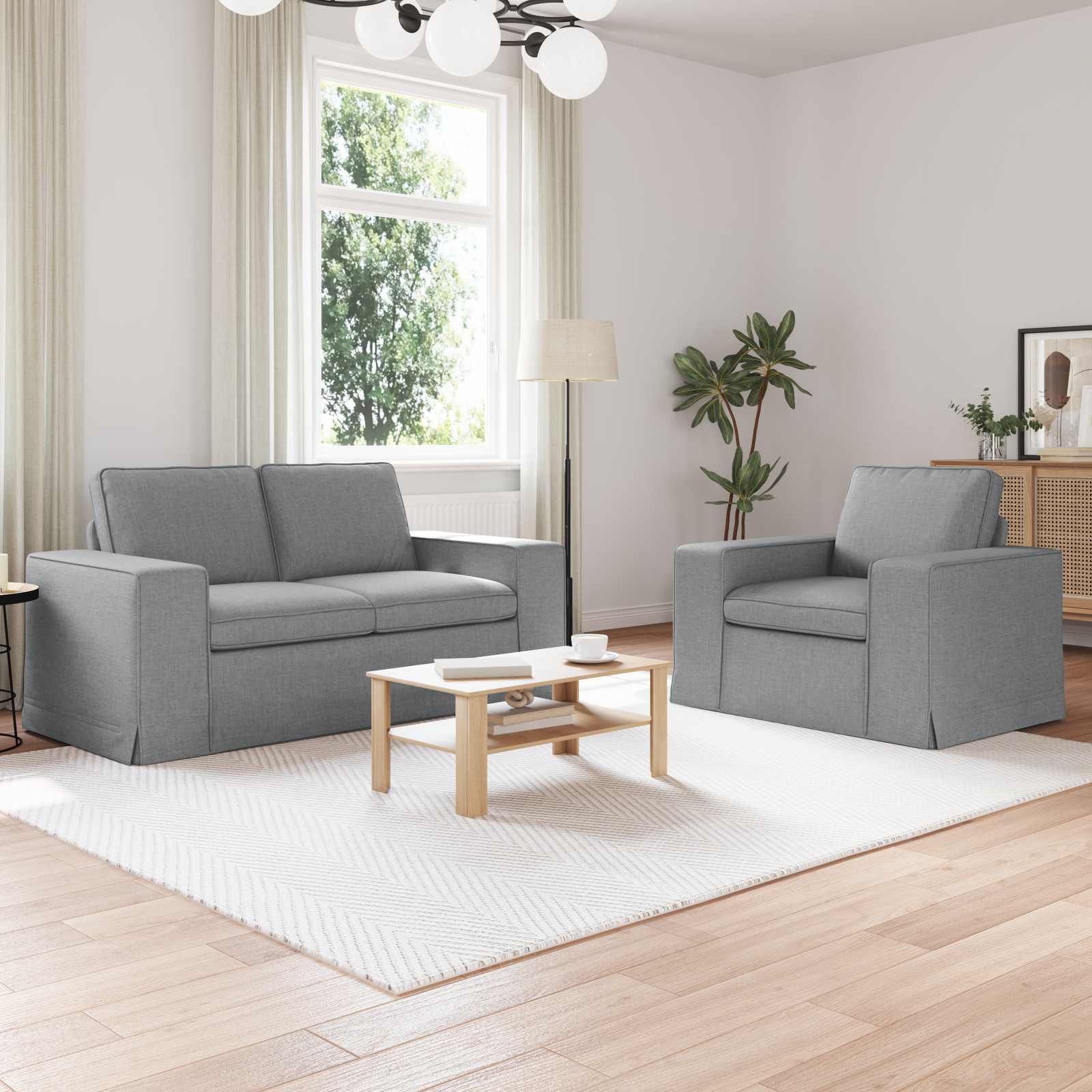 Ensemble de Canapés 2 pc Gris clair tissu