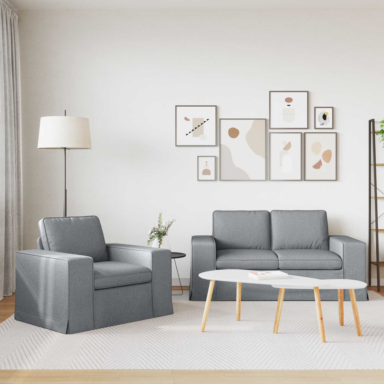 Ensemble de Canapés 2 pc Gris clair tissu