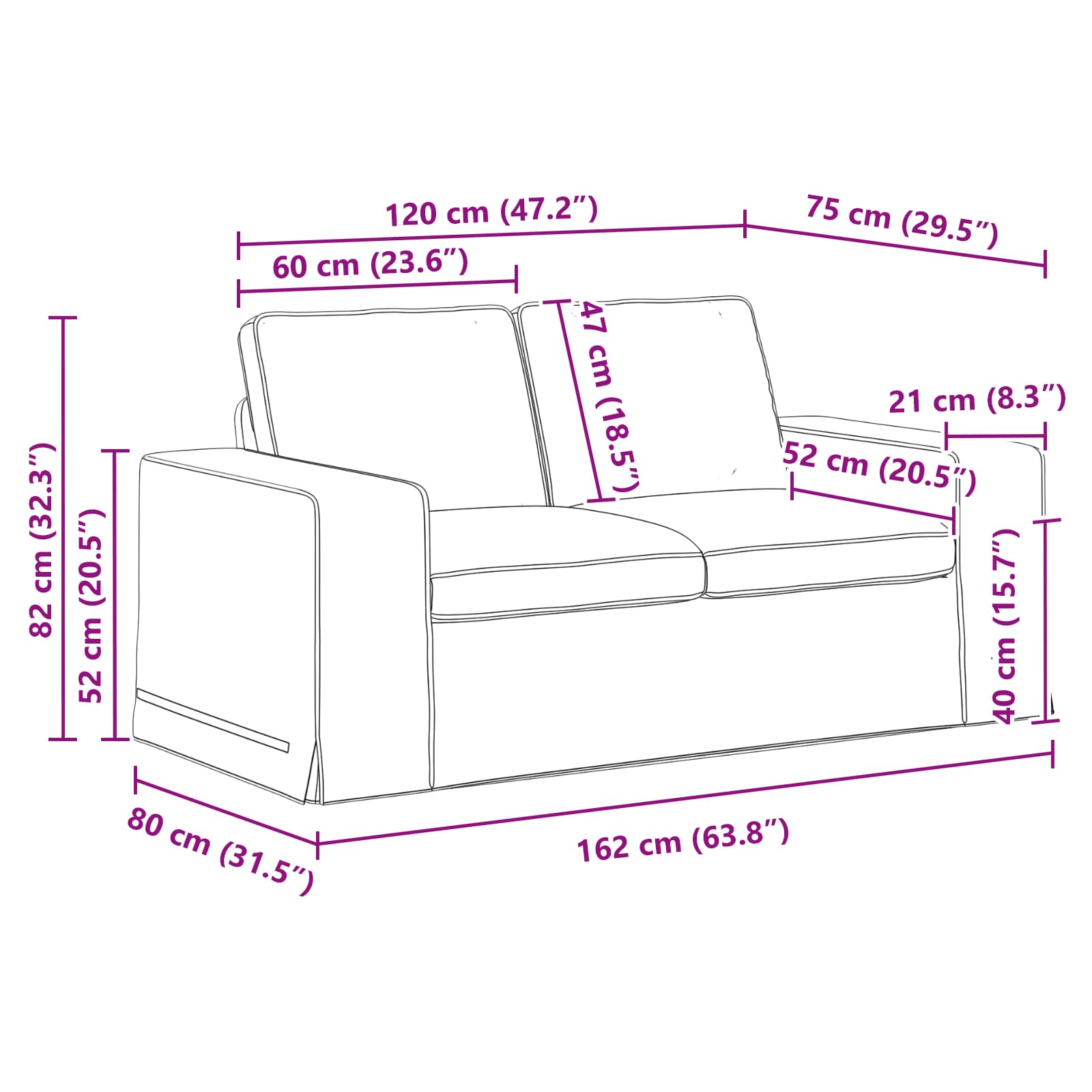 Canapé 120cm 2 pcs Gris clair Métал - XIOS