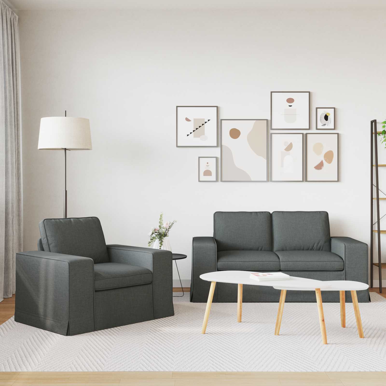 Ensemble de Canapés 2 pc Gris foncé tissu