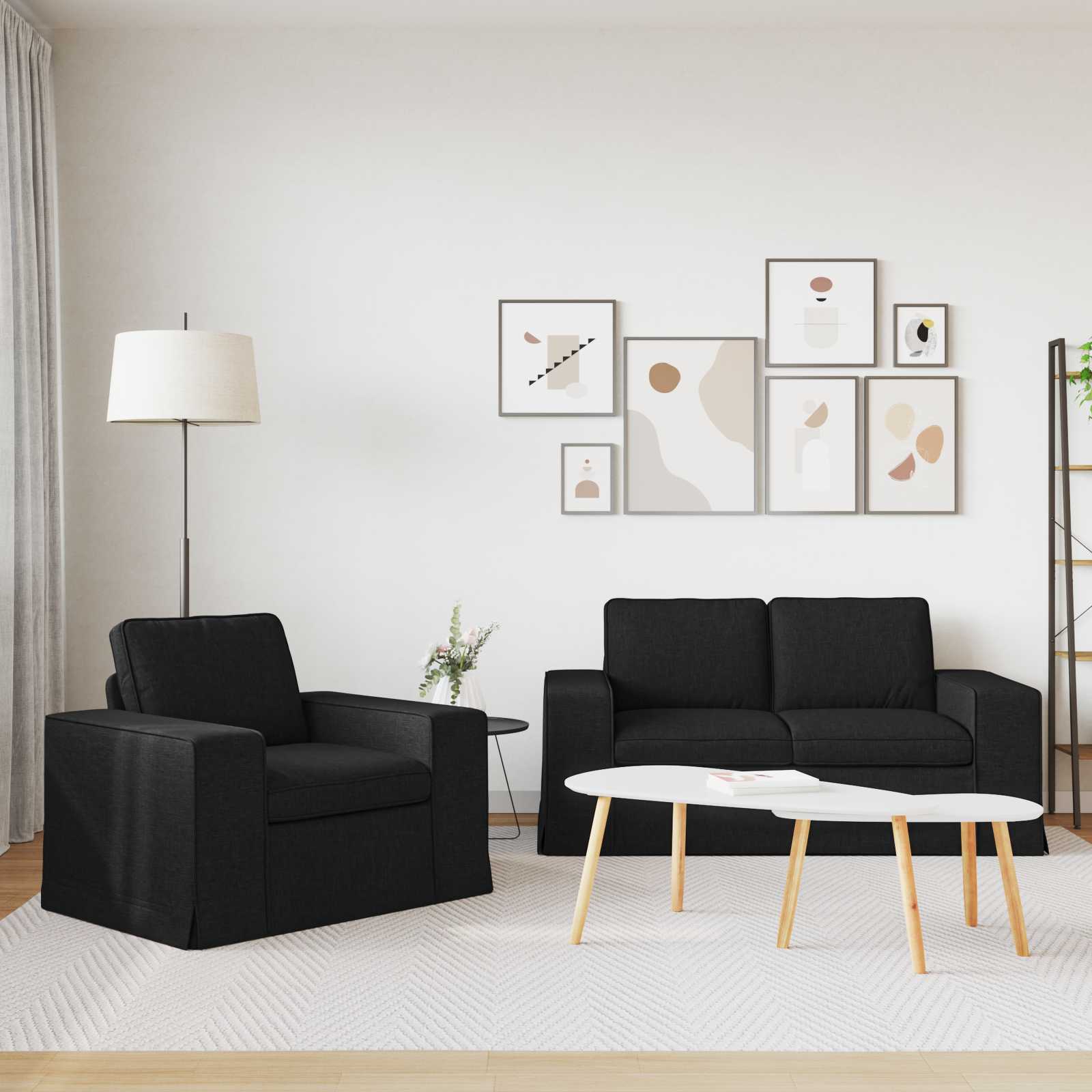 Ensemble de Canapés 2 pc Noir tissu