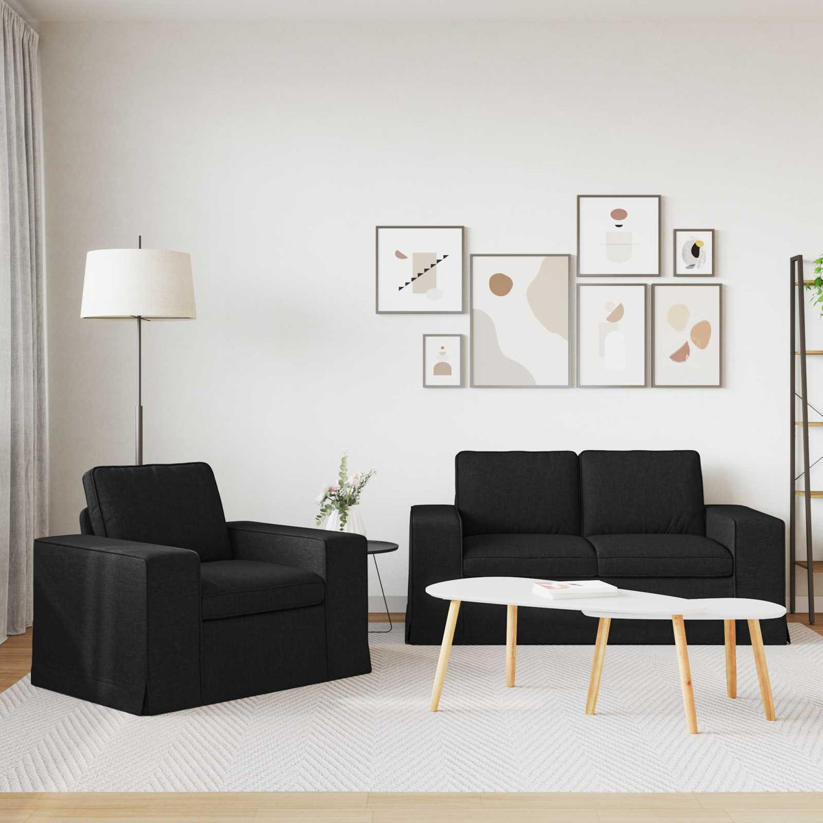 Ensemble de Canapés 2 pc Noir tissu