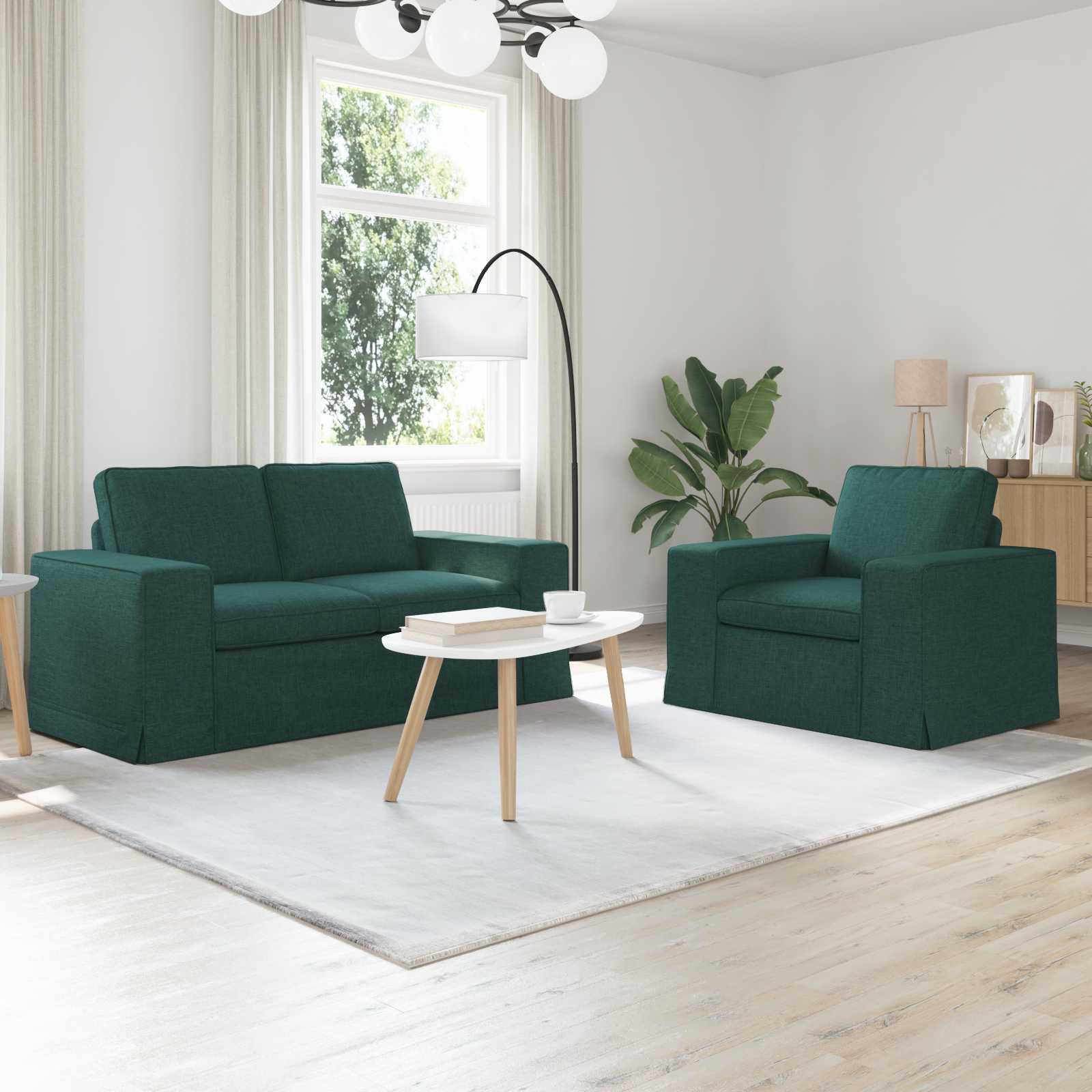 Ensemble de Canapés 2 pc Vert foncé tissu