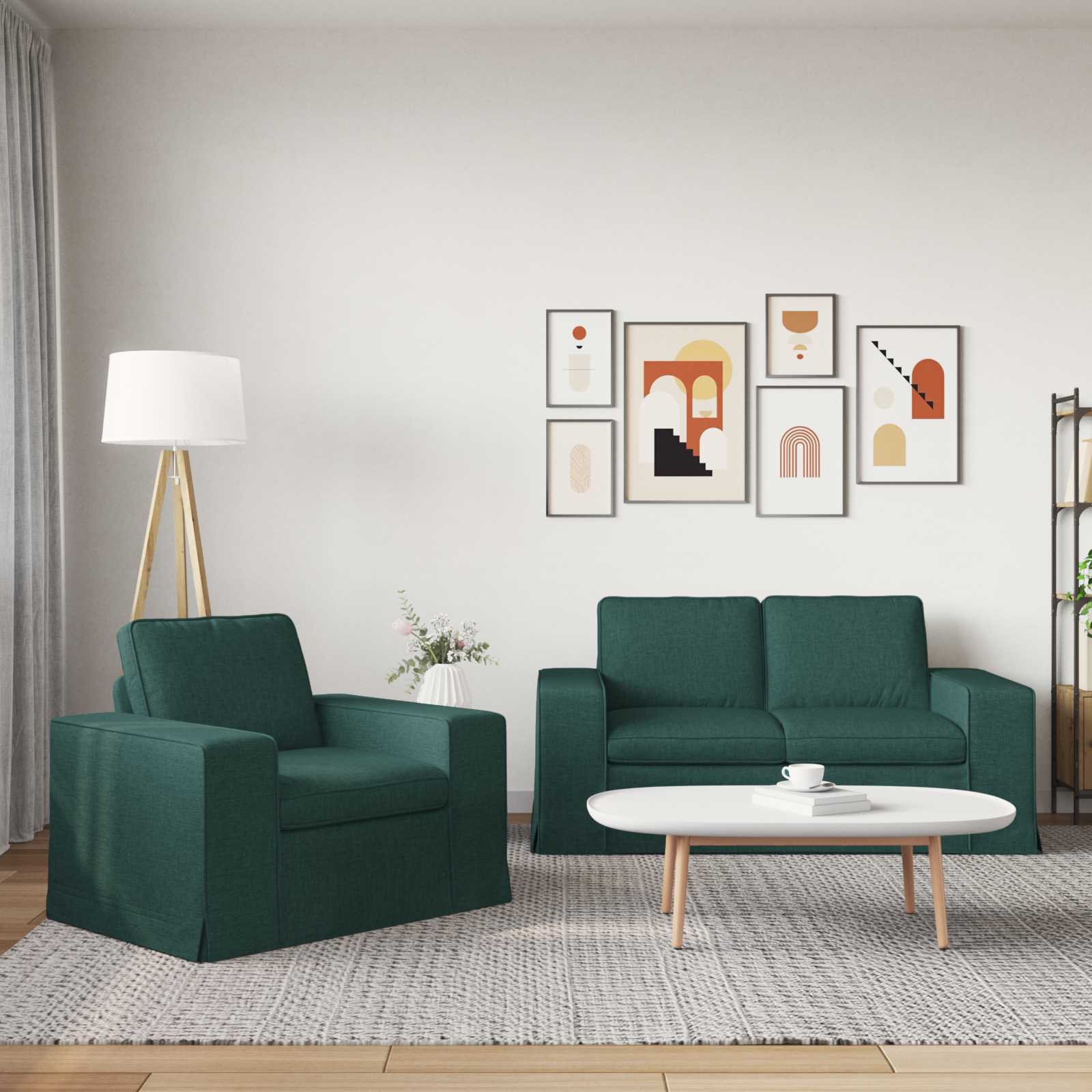 Ensemble de Canapés 2 pc Vert foncé tissu