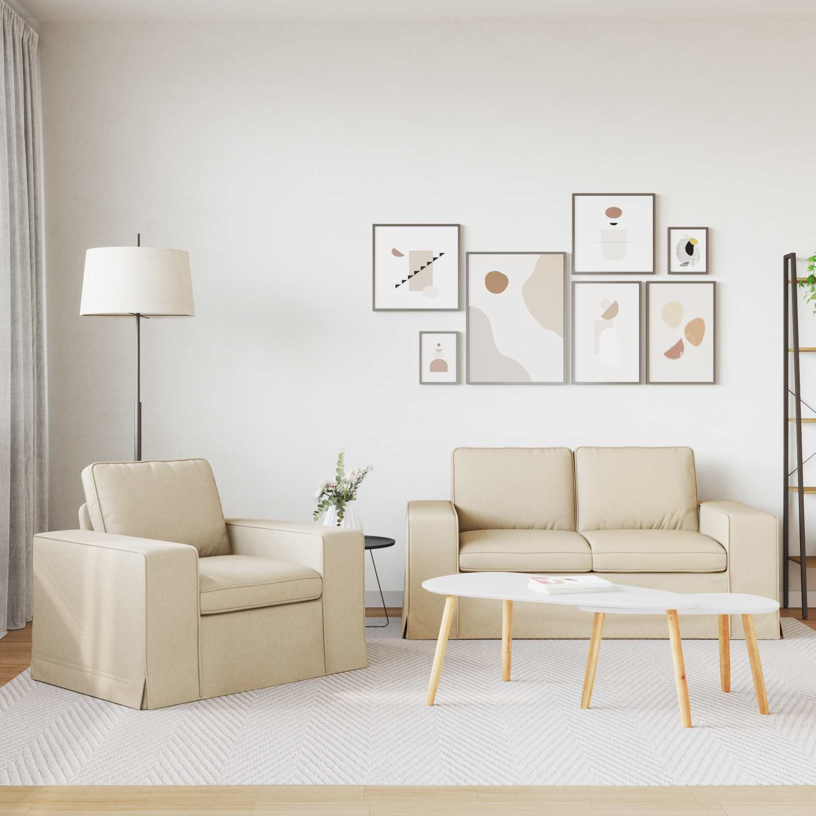 Canapé 120cm 2 pcs Crème Métал - XIOS