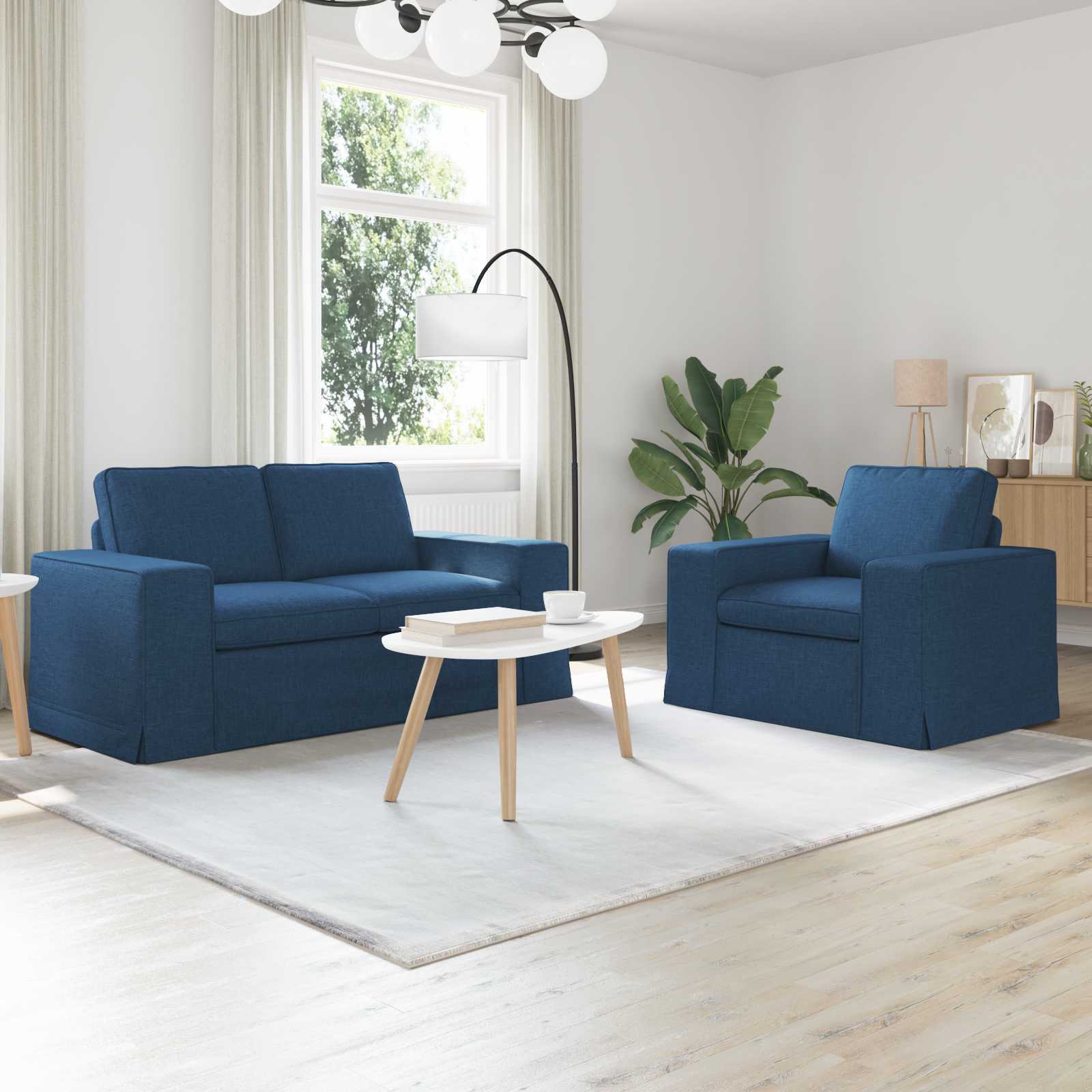 Ensemble de Canapés 2 pc Bleu tissu
