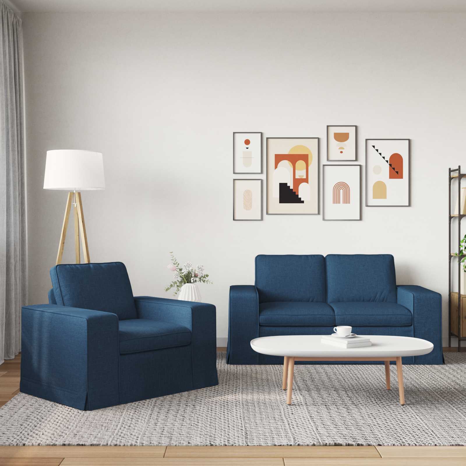 Ensemble de Canapés 2 pc Bleu tissu