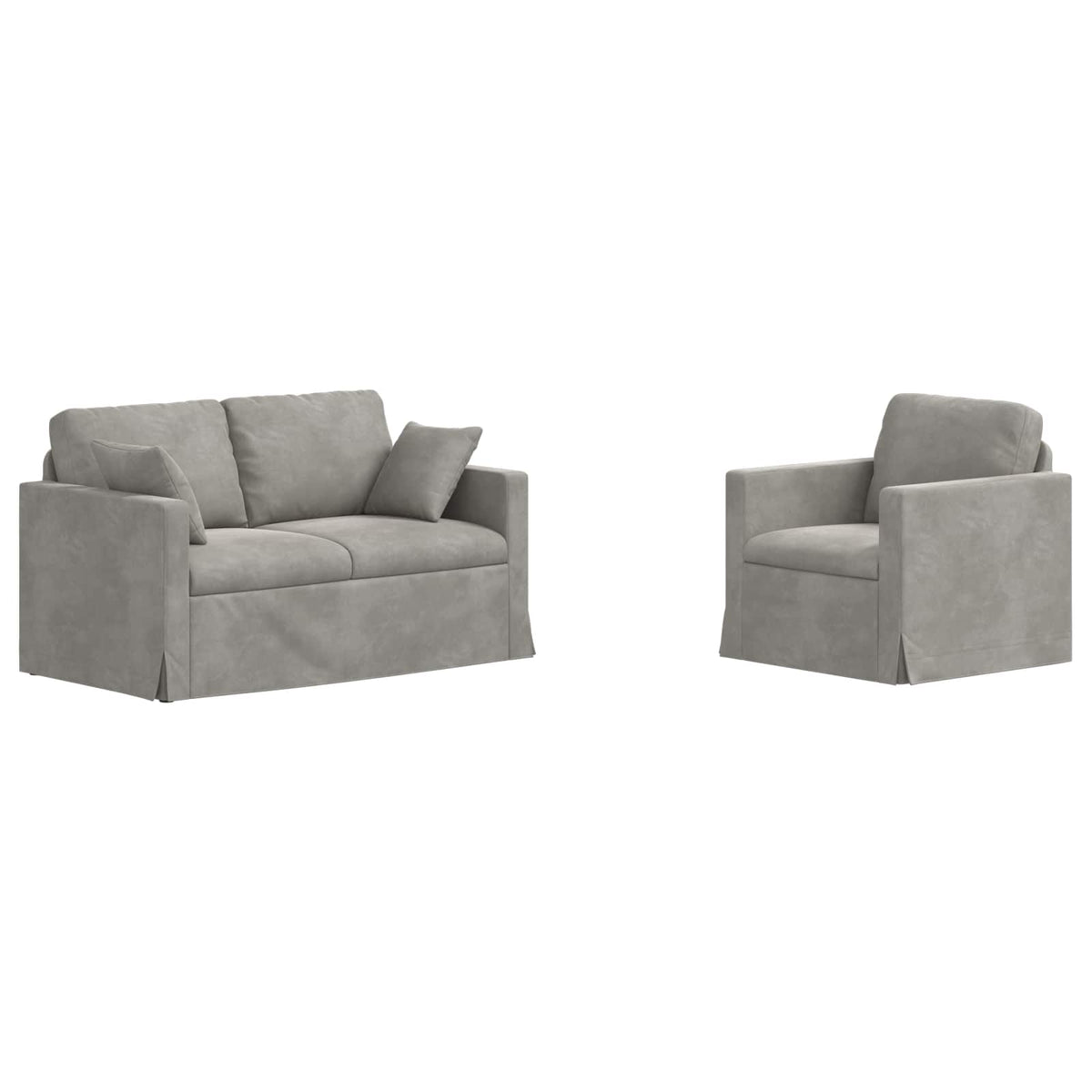 Ensemble de Canapés 2 pc Gris clair Velours