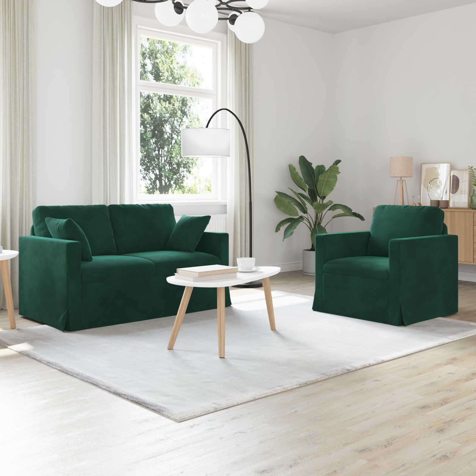 Ensemble de Canapés 2 pcs Vert foncé 138 x 78 x 80 cm Velours - XIOS