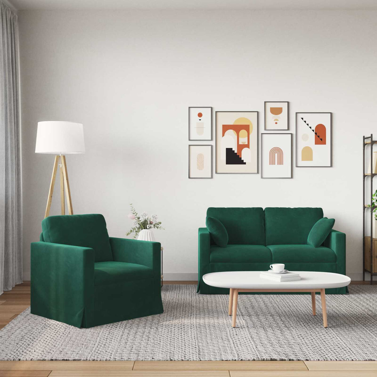 Ensemble de Canapés 2 pc Vert foncé Velours