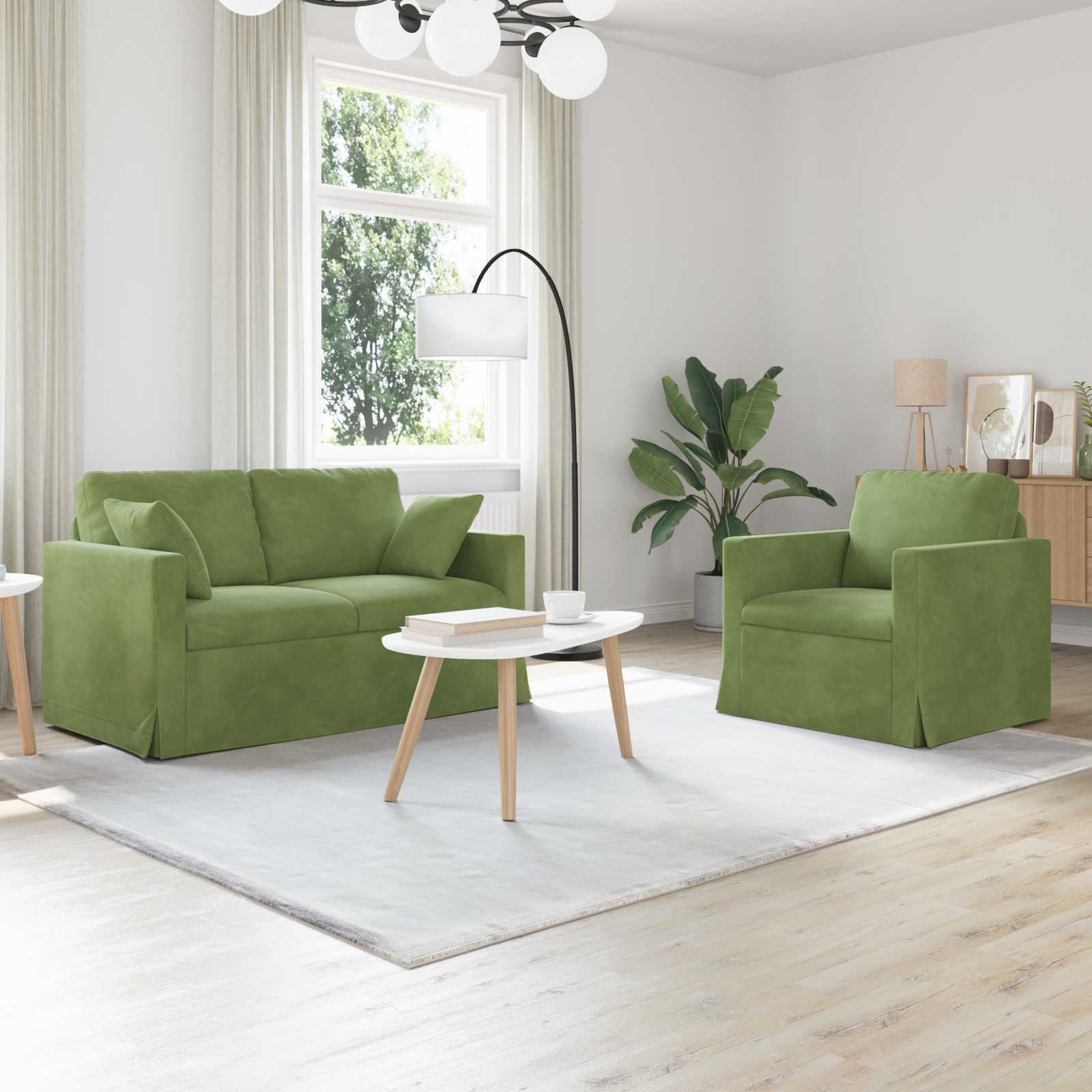 Ensemble de Canapés 2 pcs Vert clair 138 x 78 x 80 cm Velours - XIOS