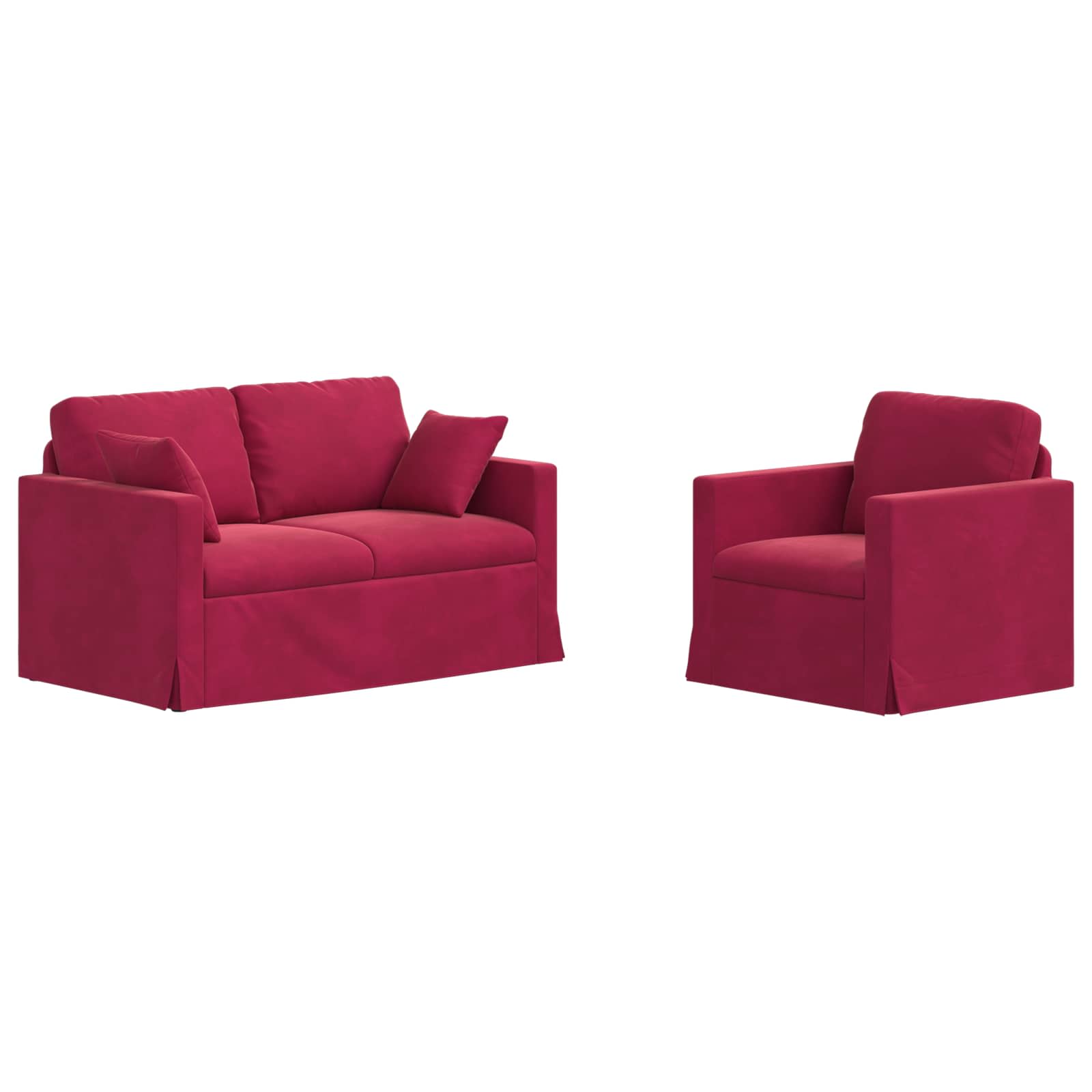 Ensemble de Canapés 2 pcs Bordeaux 138 x 78 x 80 cm Velours - XIOS