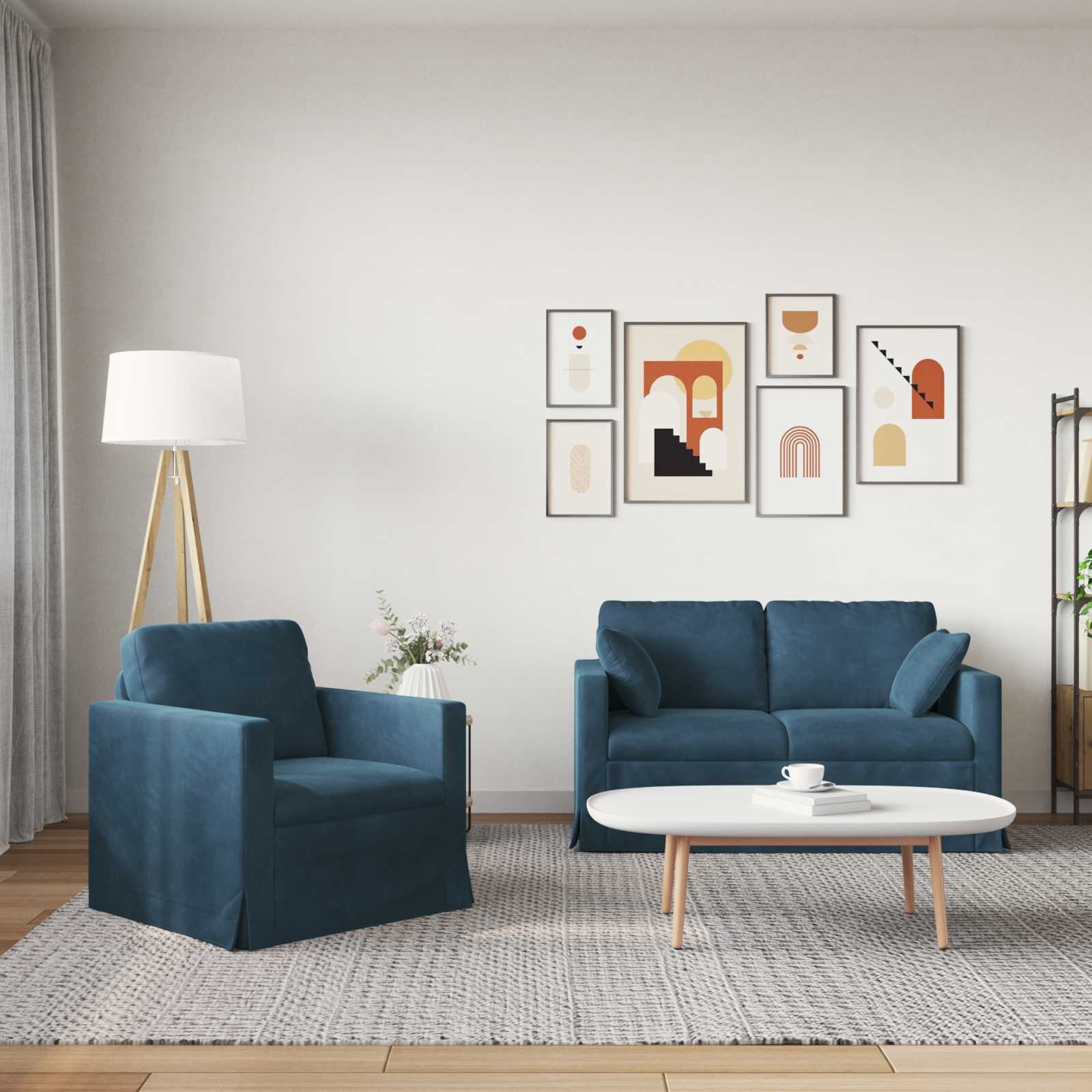 Ensemble de Canapés 2 pcs Bleu 138 x 78 x 80 cm Velours - XIOS