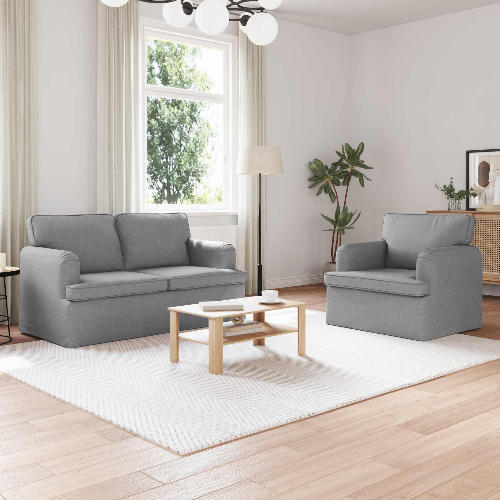 Ensemble de Canapés 2 pc Gris clair tissu