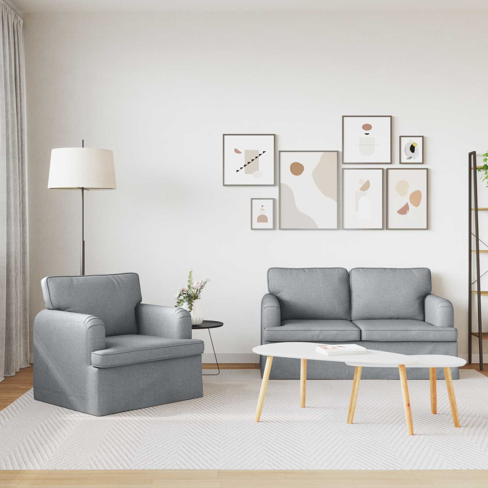 Ensemble de Canapés 2 pc Gris clair tissu