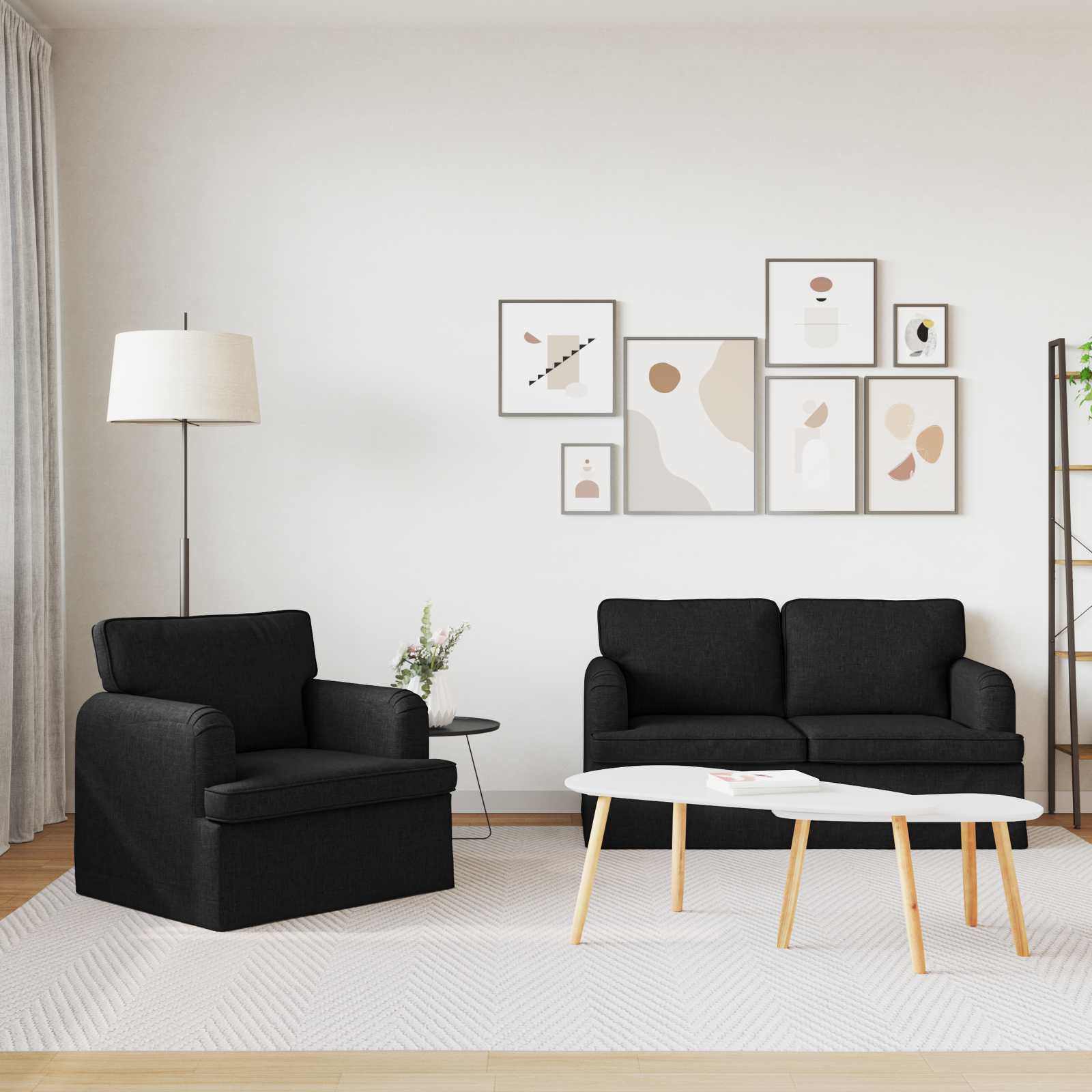 Ensemble de Canapés 2 pc Noir tissu