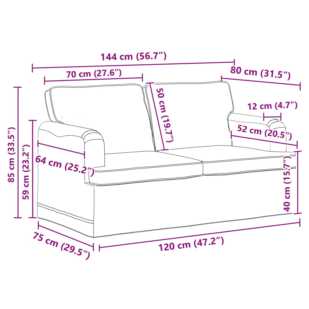 Ensemble de Canapés 2 pc Noir tissu