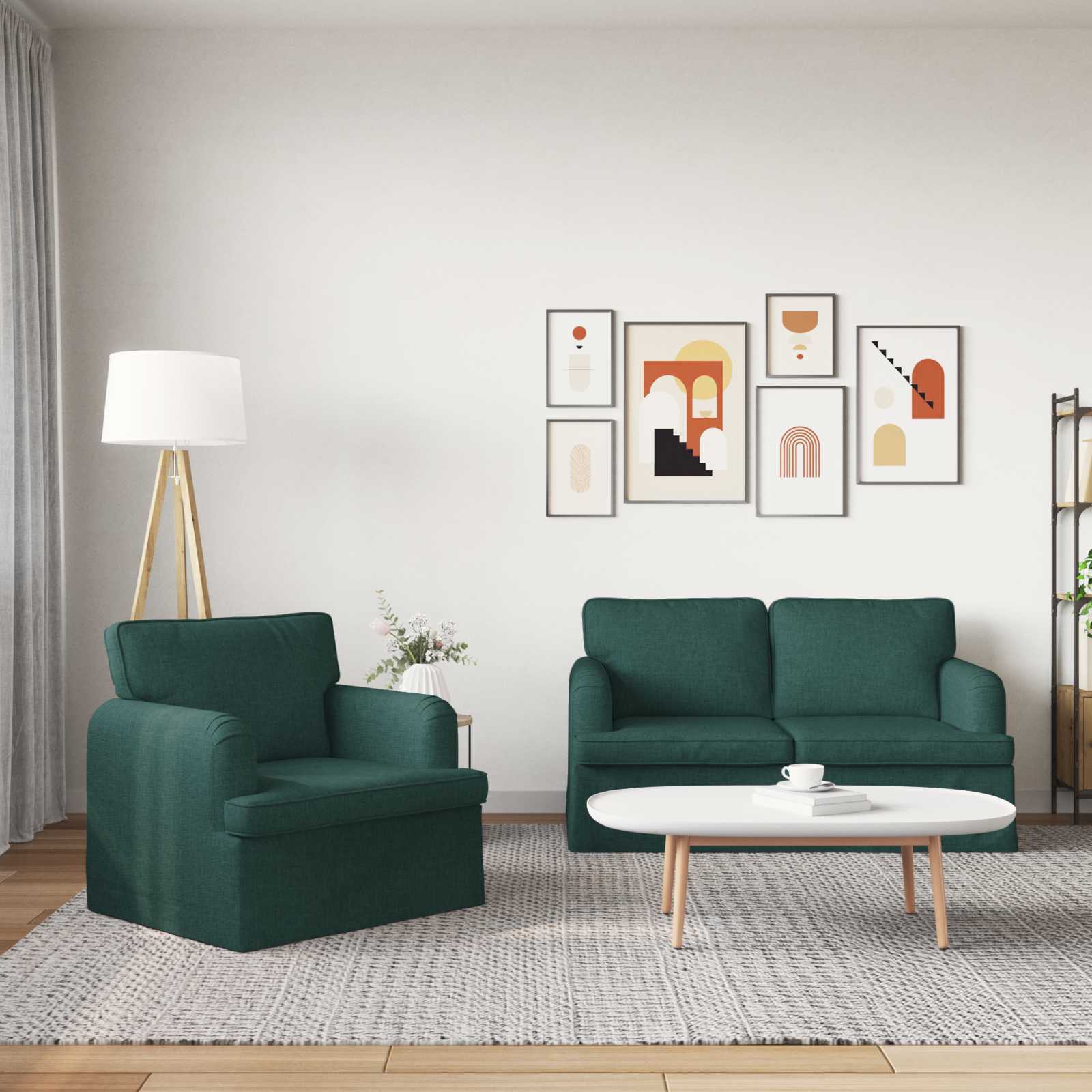 Ensemble de Canapés 2 pc Vert foncé tissu
