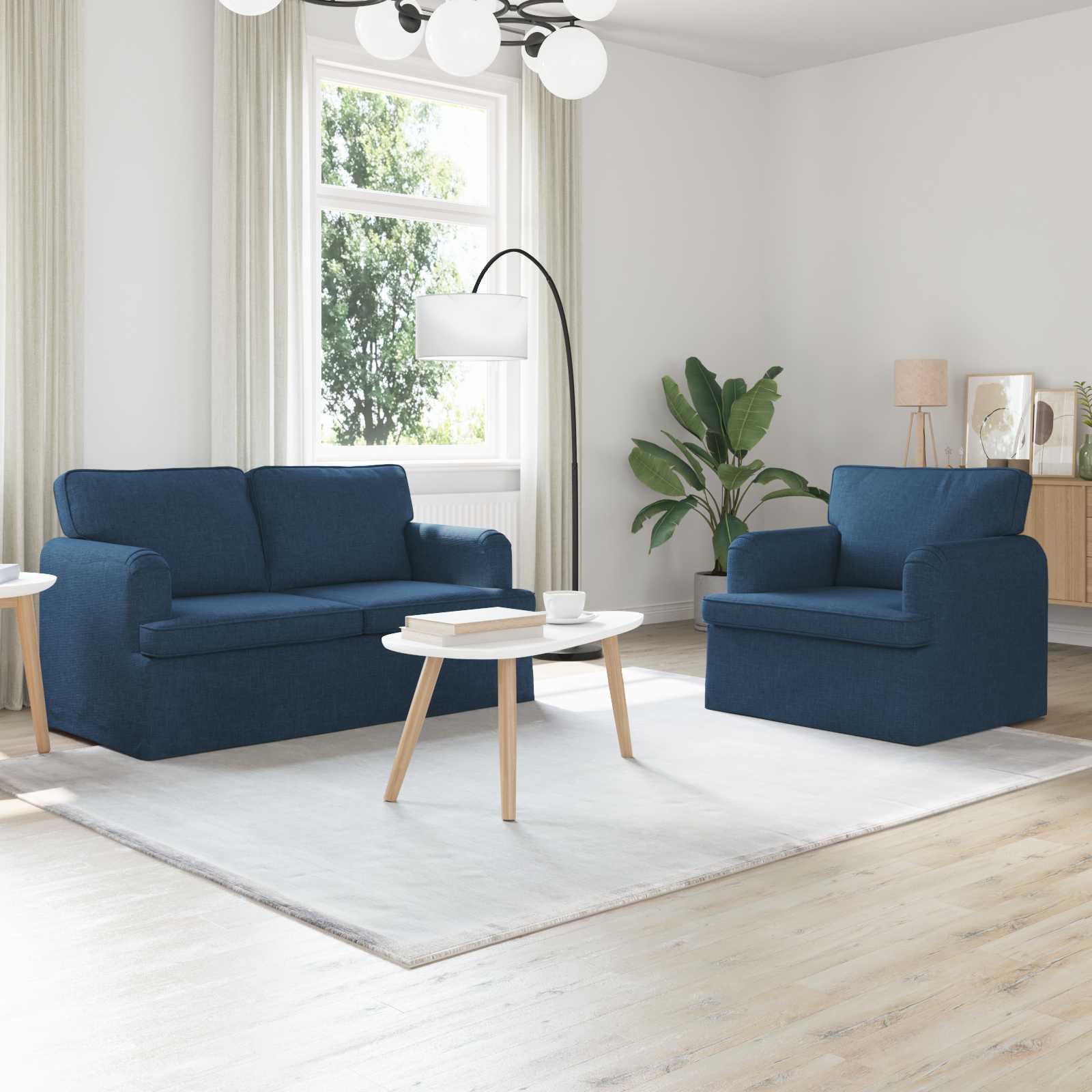 Ensemble de Canapés 2 pc Bleu tissu