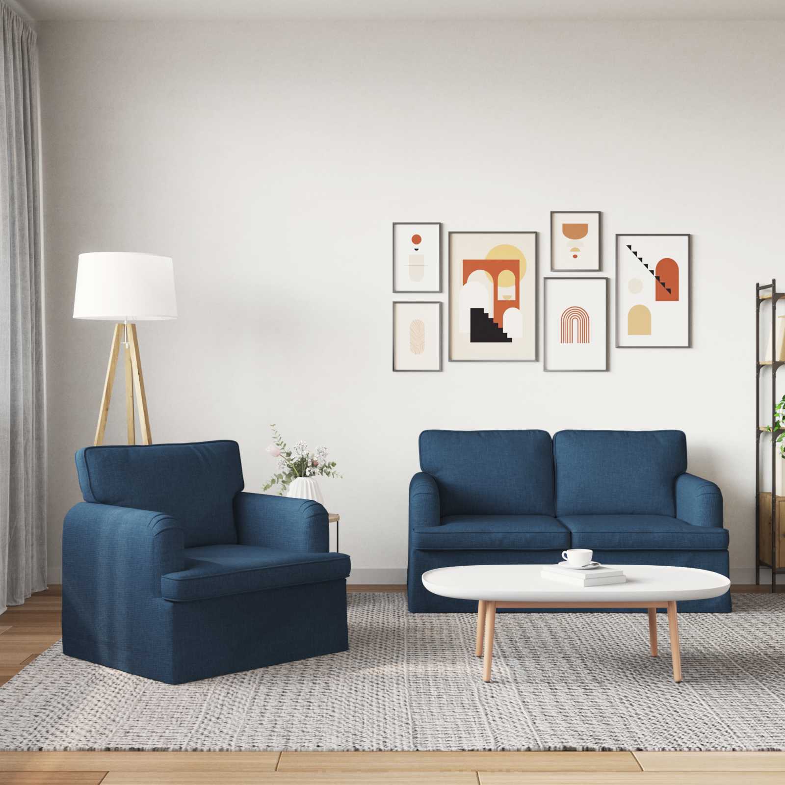 Ensemble de Canapés 2 pc Bleu tissu