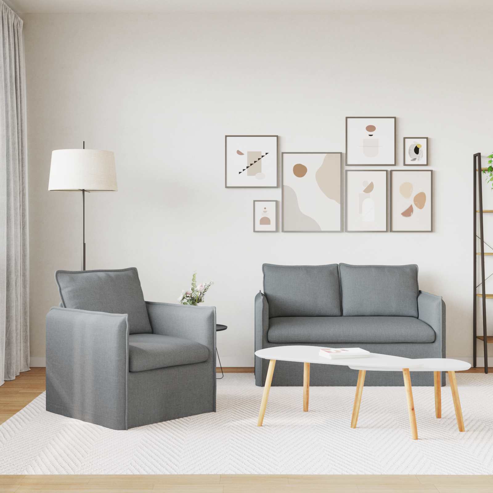 Ensemble de Canapés 2 pc Gris clair Tissu