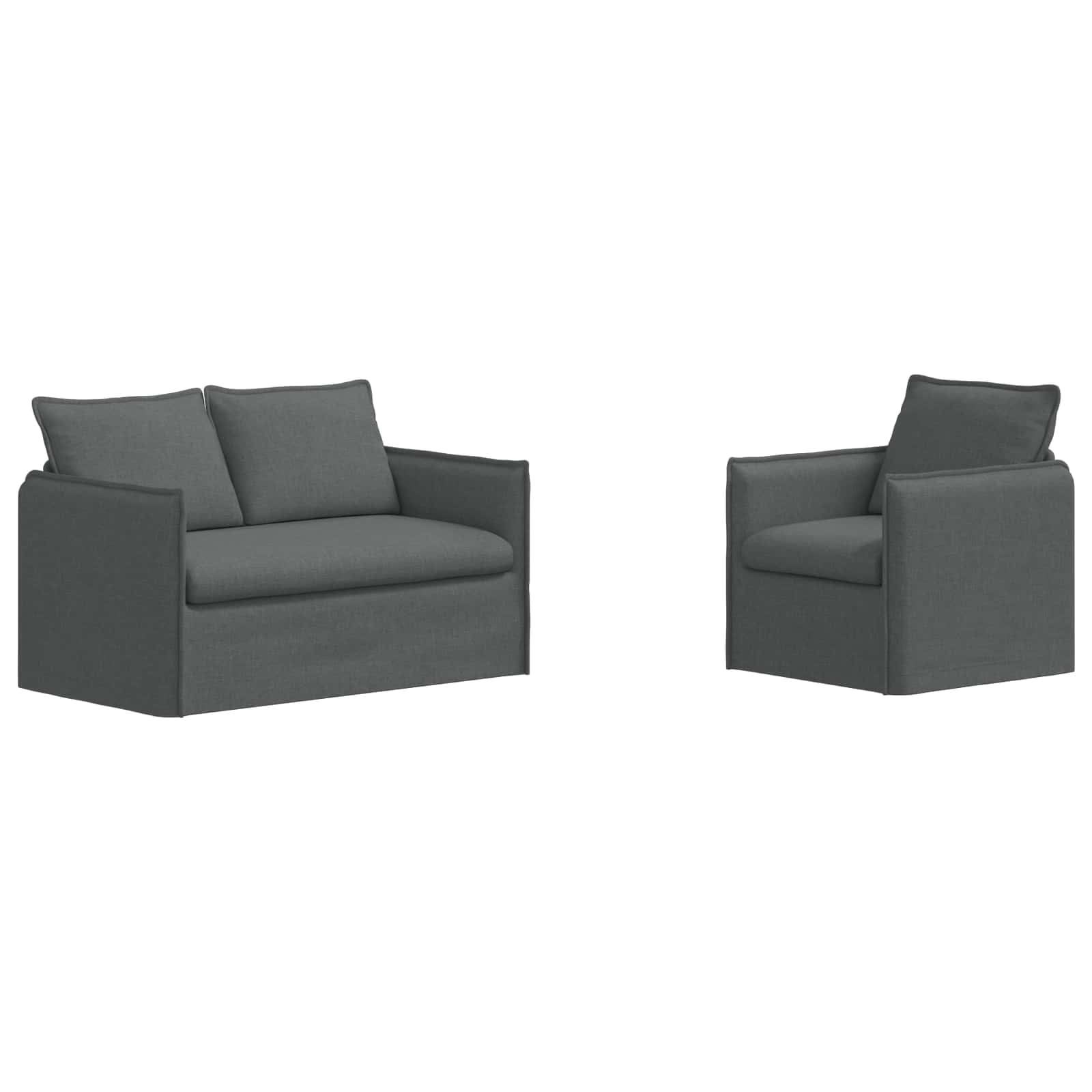 Ensemble de Canapés 2 pc Gris foncé Tissu