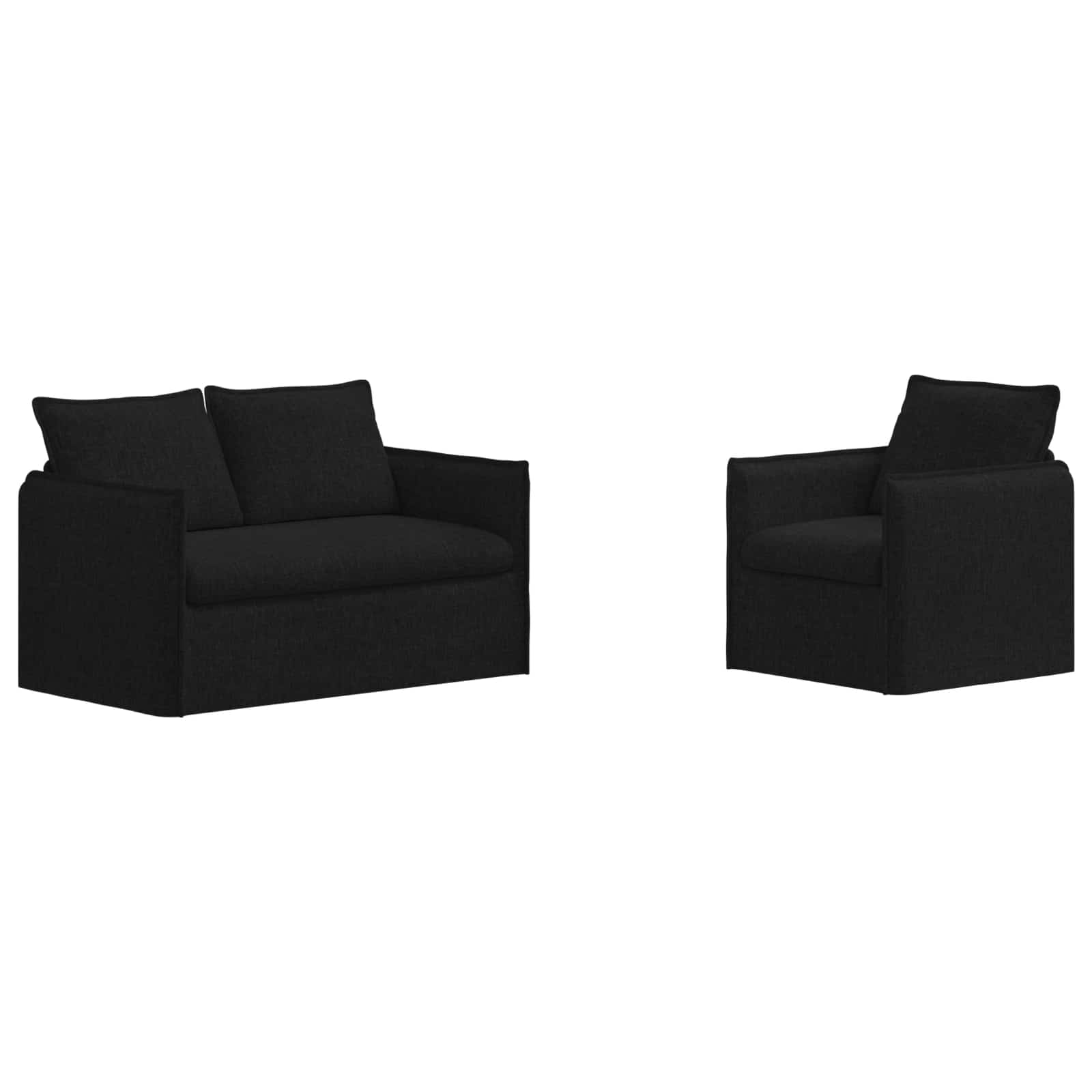 Ensemble de Canapés 2 pc Noir Tissu