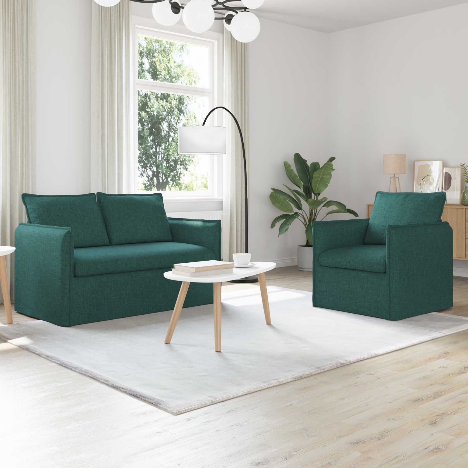 Ensemble de Canapés 2 pc Vert foncé Tissu