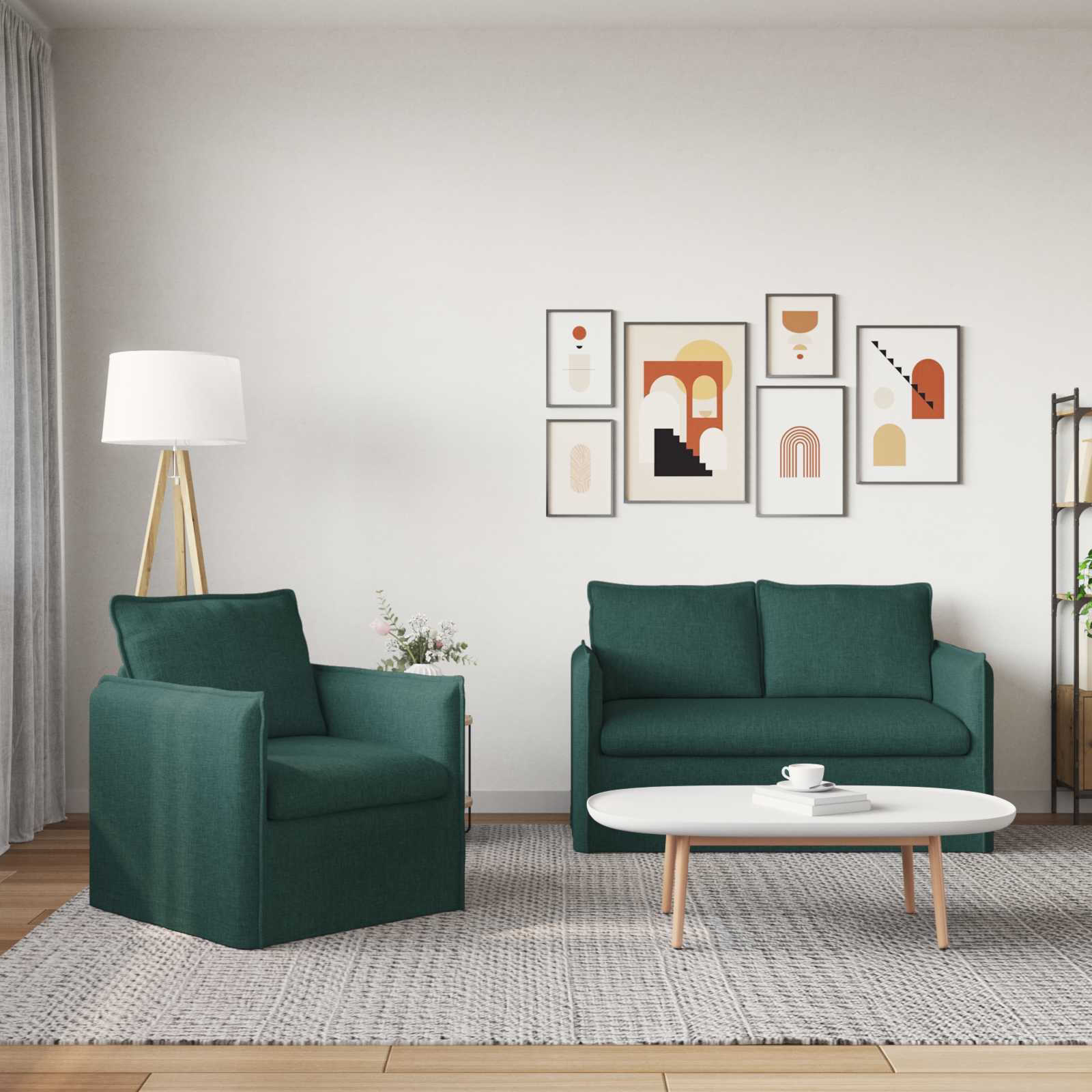 Ensemble de Canapés 2 pc Vert foncé Tissu