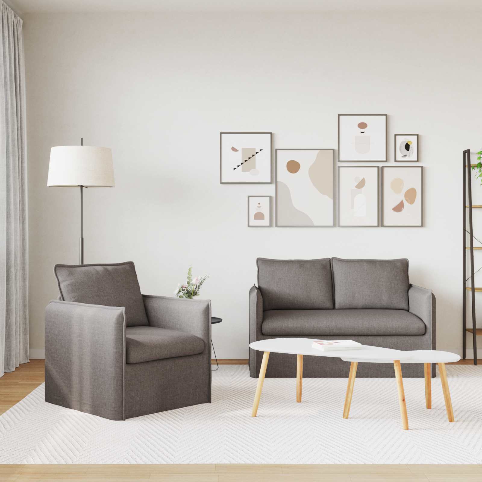 Ensemble de Canapés 2 pc Taupe Tissu