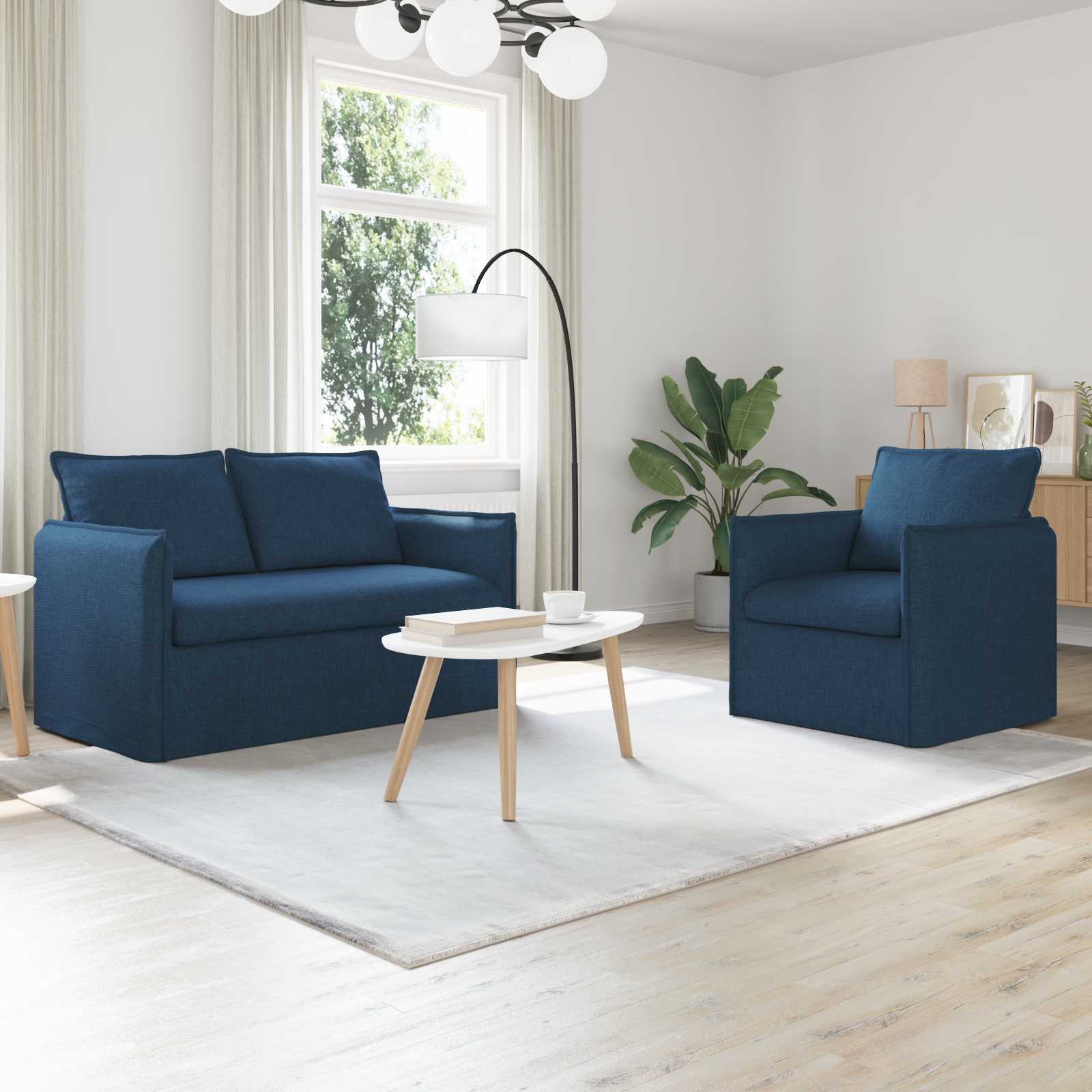 Ensemble de Canapés 2 pc Bleu Tissu