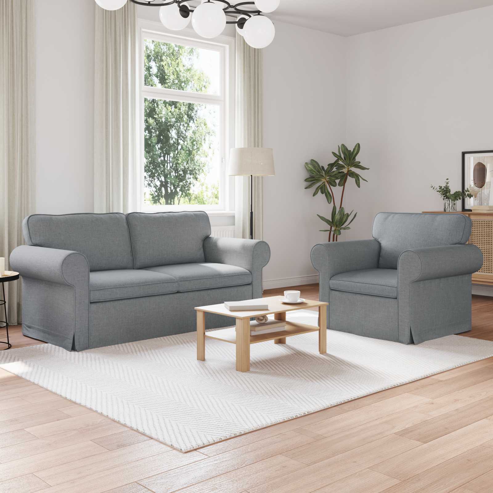 Ensemble de Canapés 2 pc Gris clair tissu