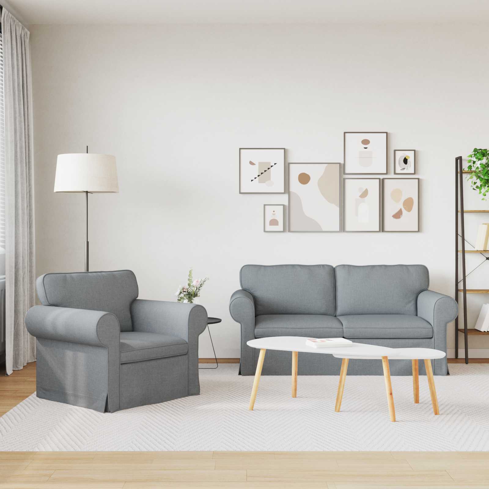 Ensemble de Canapés 2 pc Gris clair tissu