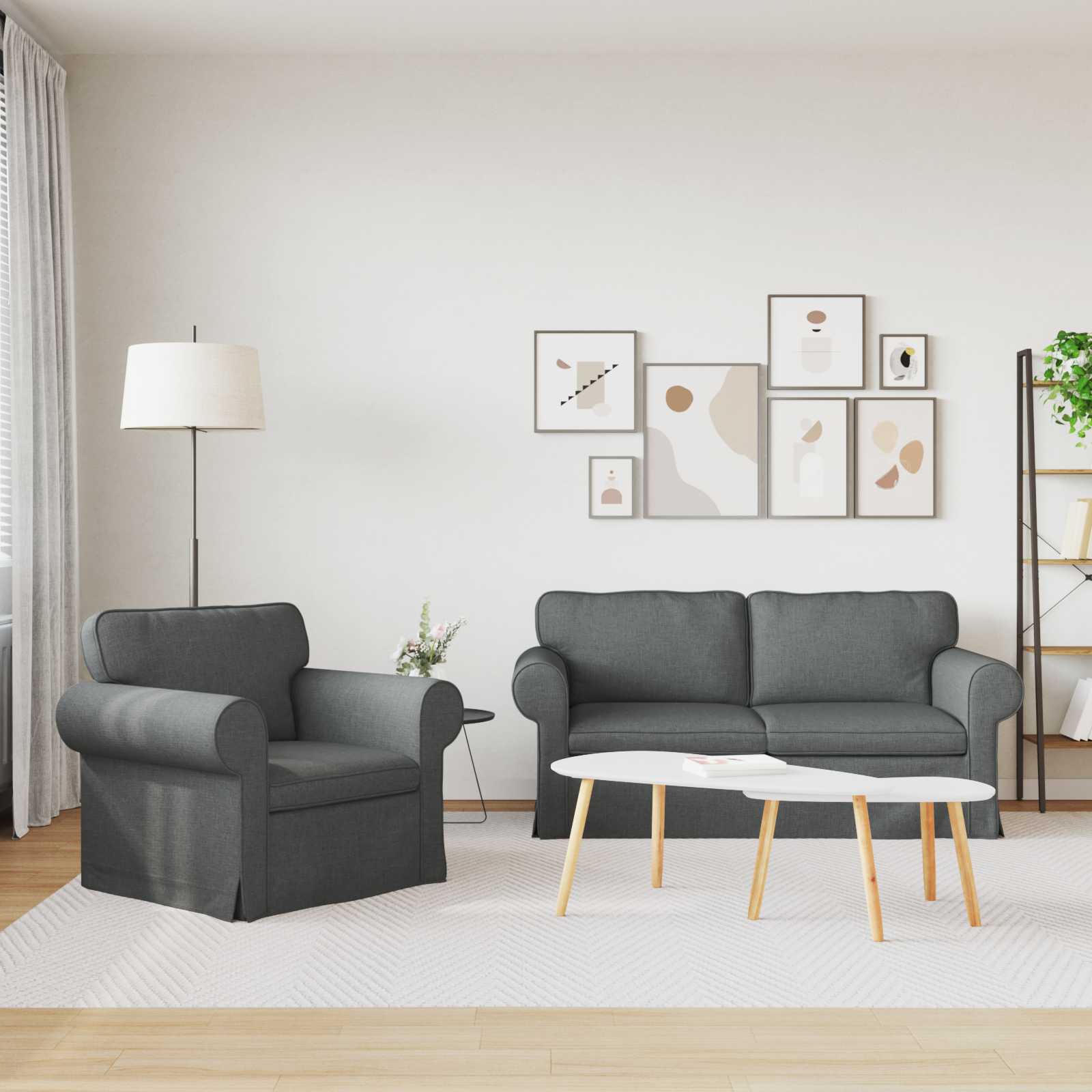 Ensemble de Canapés 2 pc Gris foncé tissu