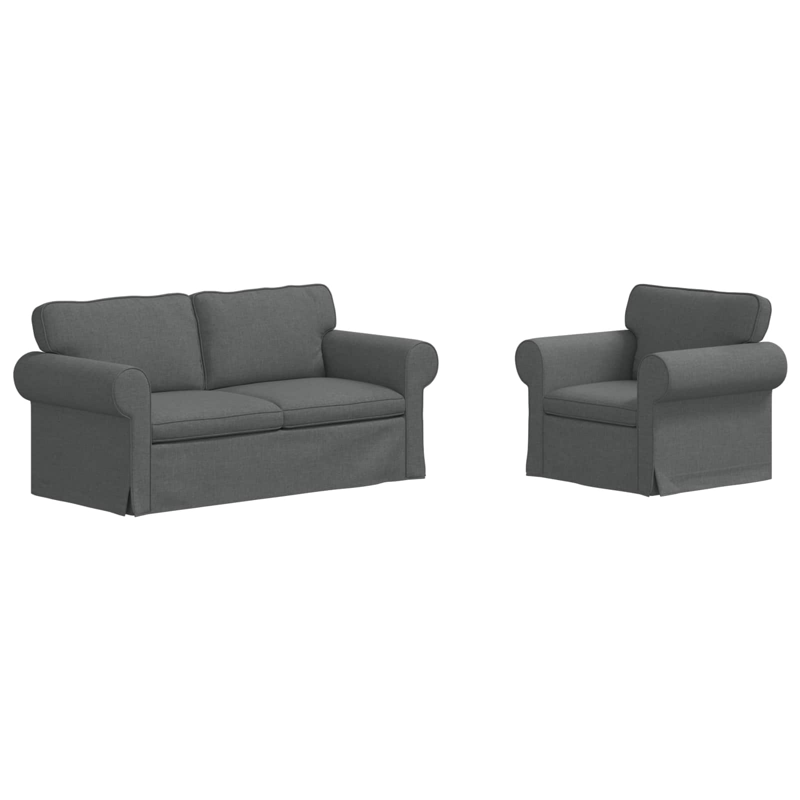 Ensemble de Canapés 2 pc Gris foncé tissu