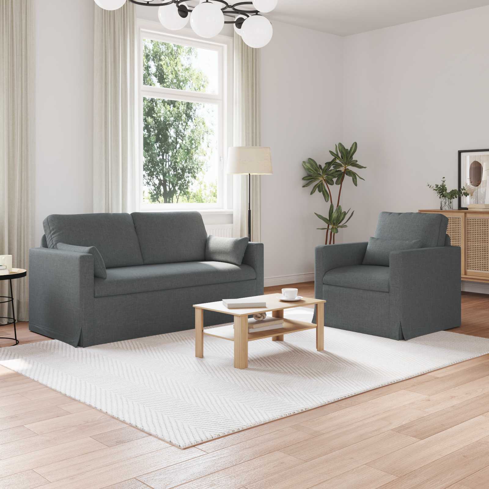 Ensemble de Canapés 2 pcs Gris foncé 158 x 78 x 80 cm tissu - XIOS