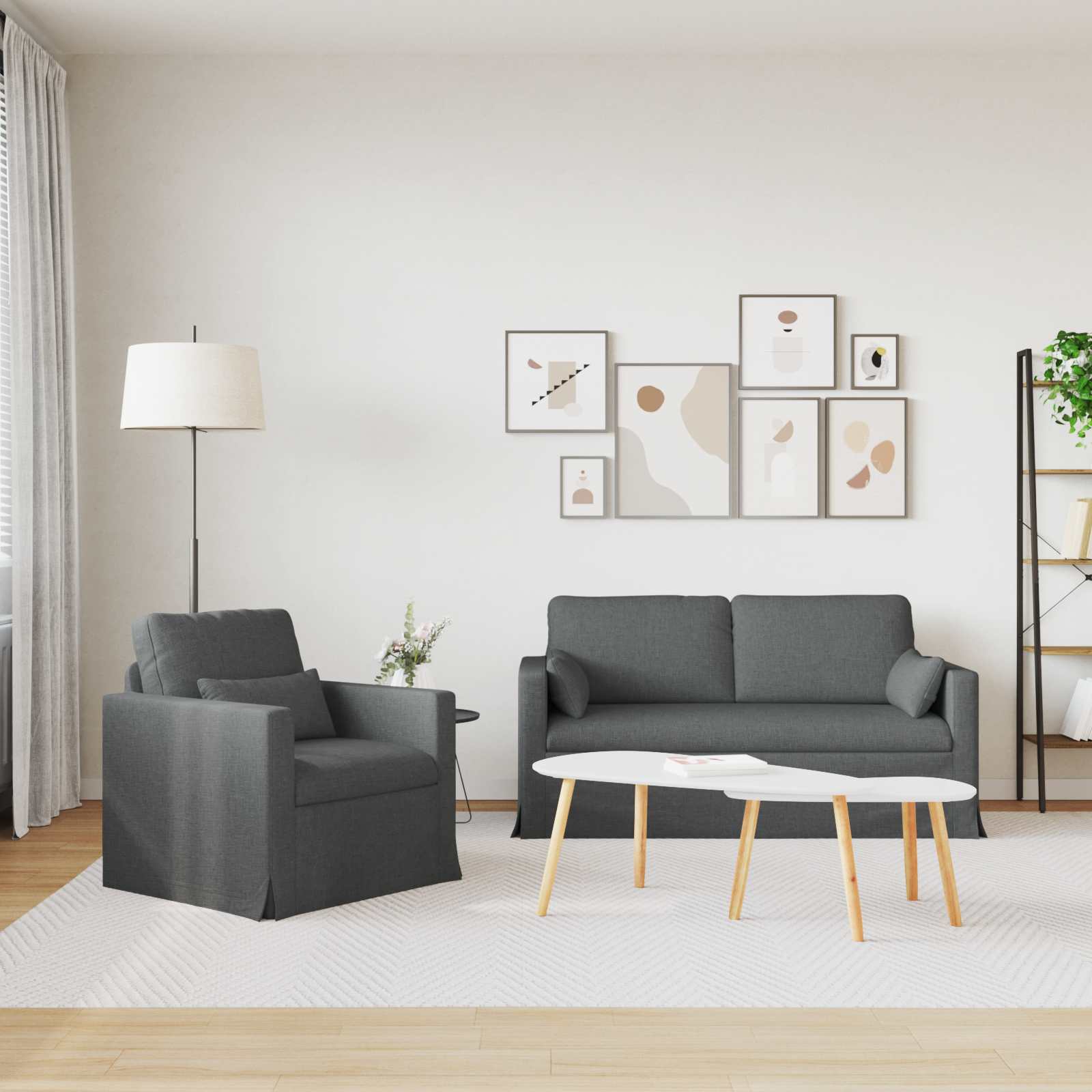 Ensemble de Canapés 2 pcs Gris foncé 158 x 78 x 80 cm tissu - XIOS