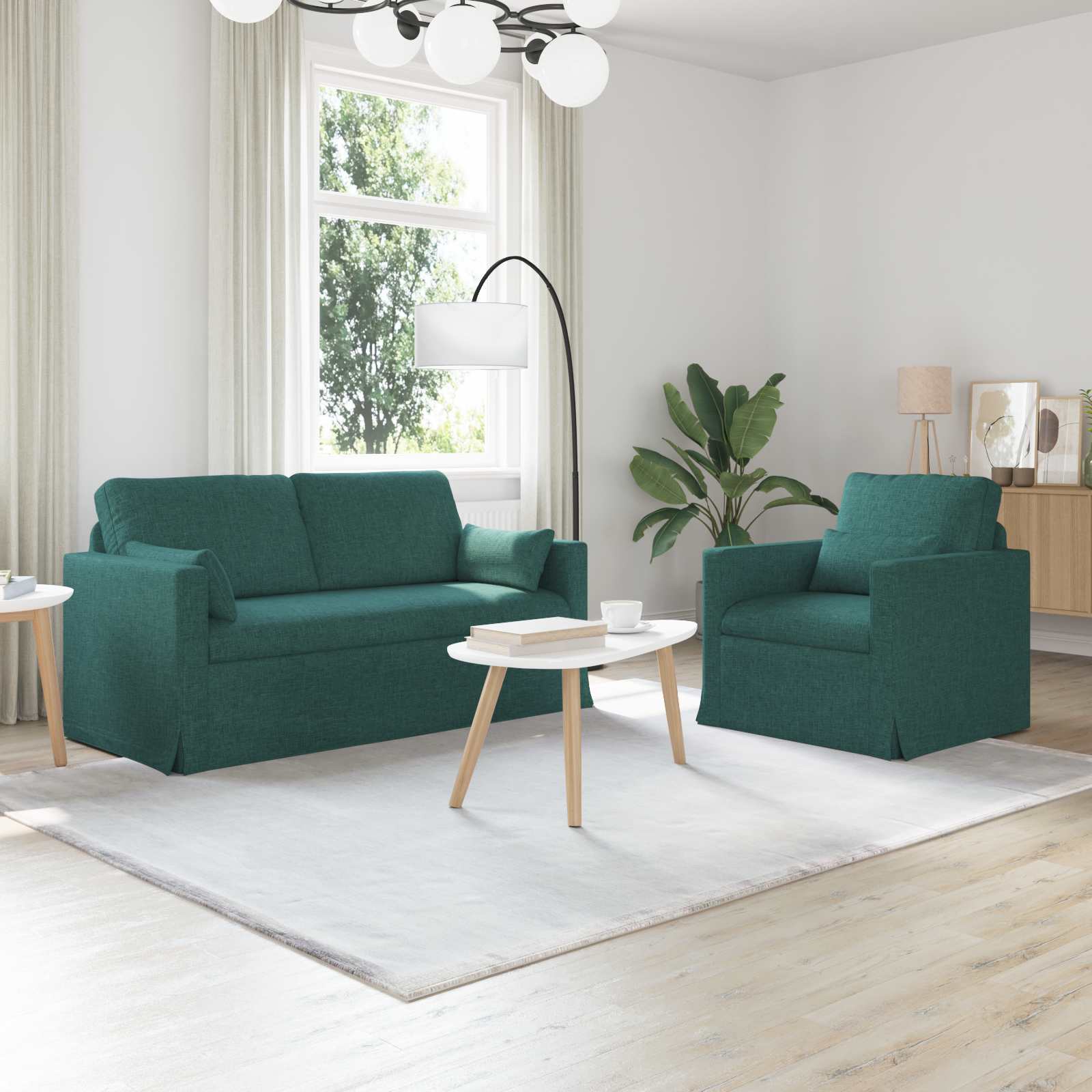 Ensemble de Canapés 2 pcs Vert foncé 158 x 78 x 80 cm tissu - XIOS