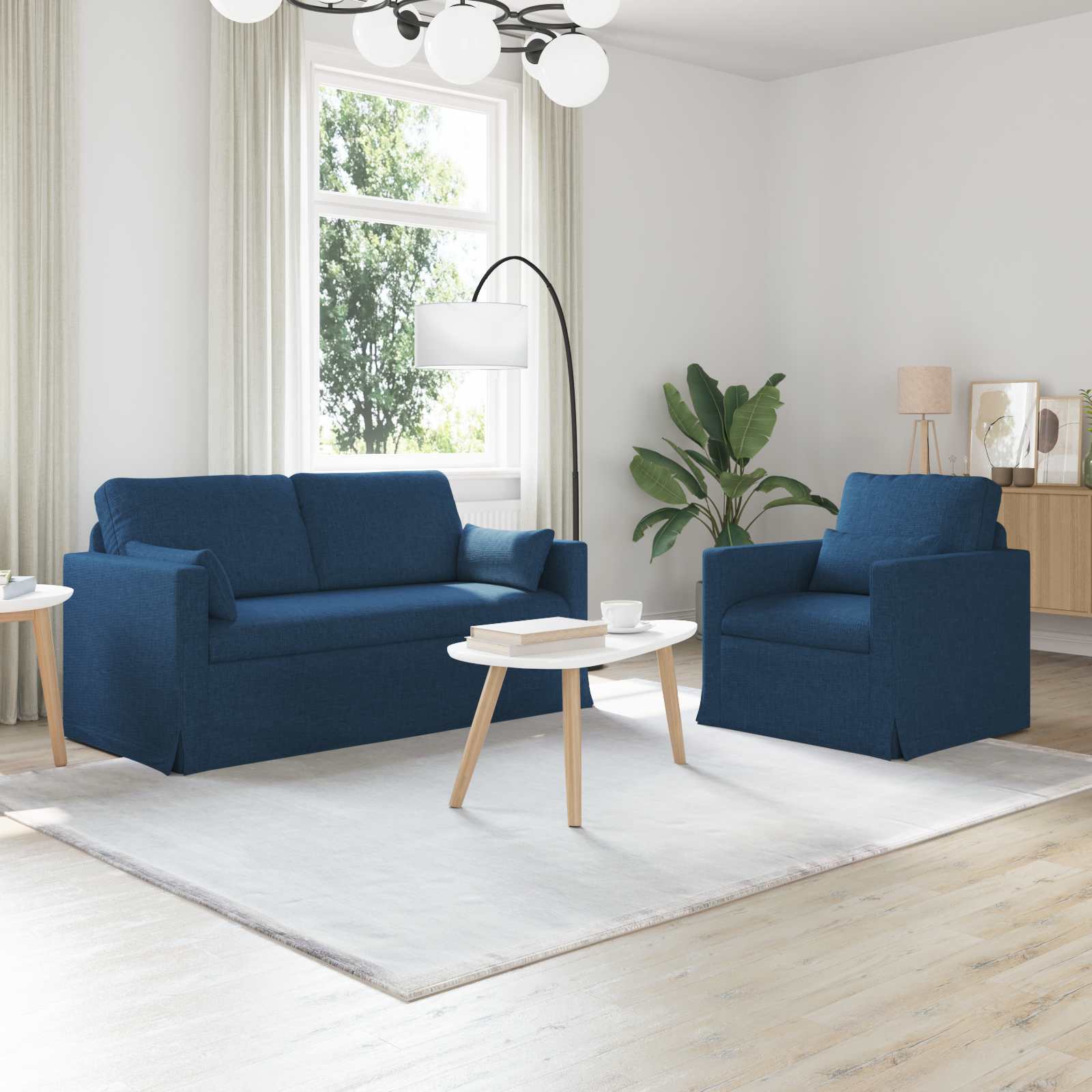Ensemble de Canapés 2 pcs Bleu 158 x 78 x 80 cm tissu - XIOS