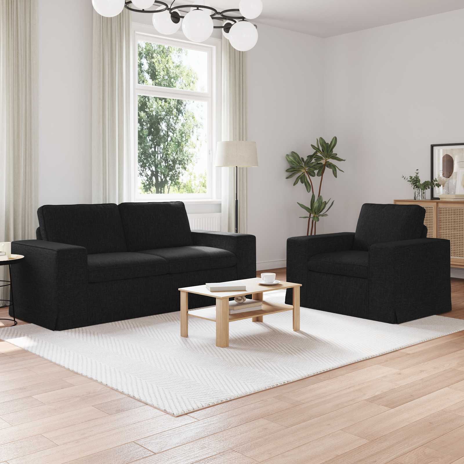 Ensemble de Canapés 2 pc Noir tissu
