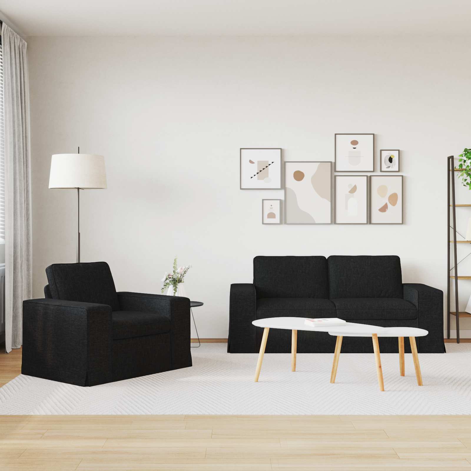 Ensemble de Canapés 2 pc Noir tissu