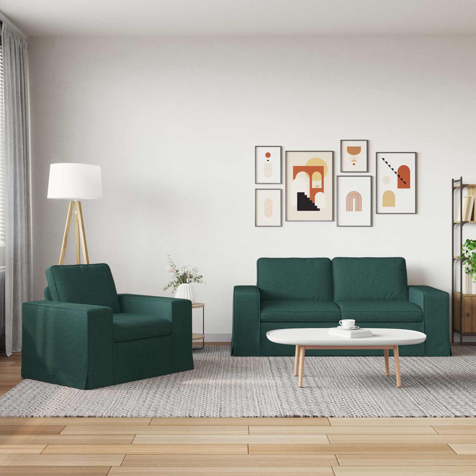 Ensemble de Canapés 2 pc Vert foncé tissu