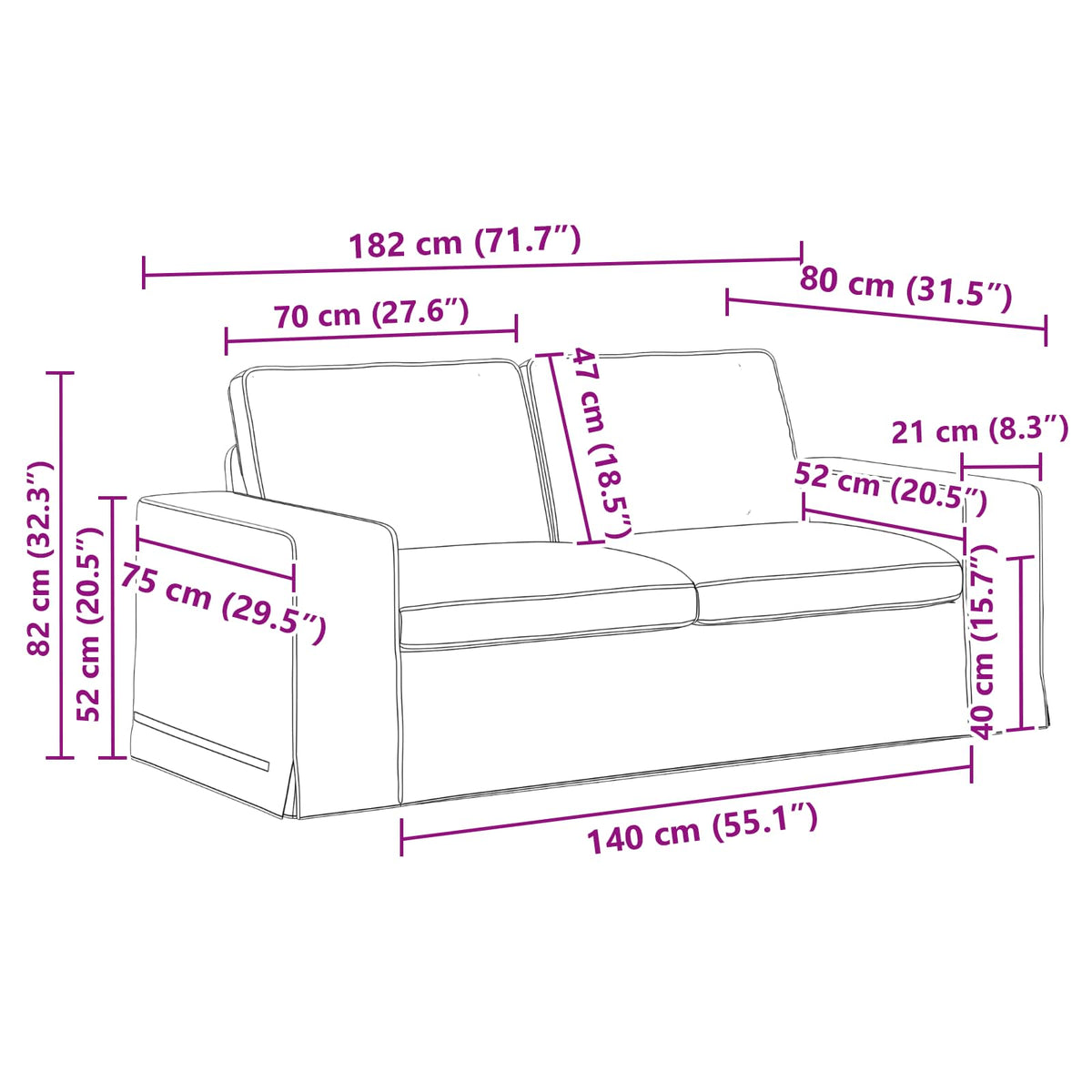 Ensemble de Canapés 2 pc Taupe tissu