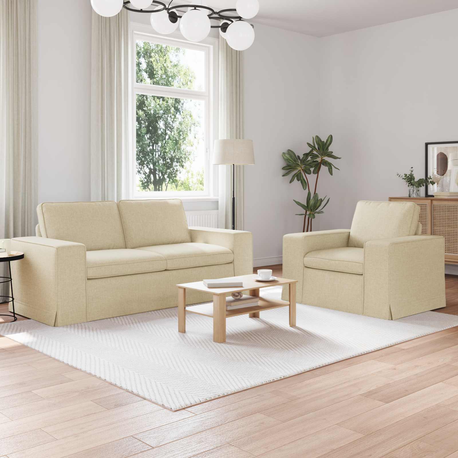 Ensemble de Canapés 2 pc Crème tissu