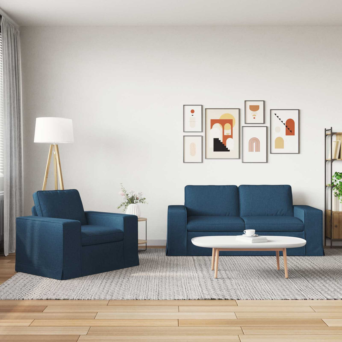Ensemble de Canapés 2 pc Bleu tissu