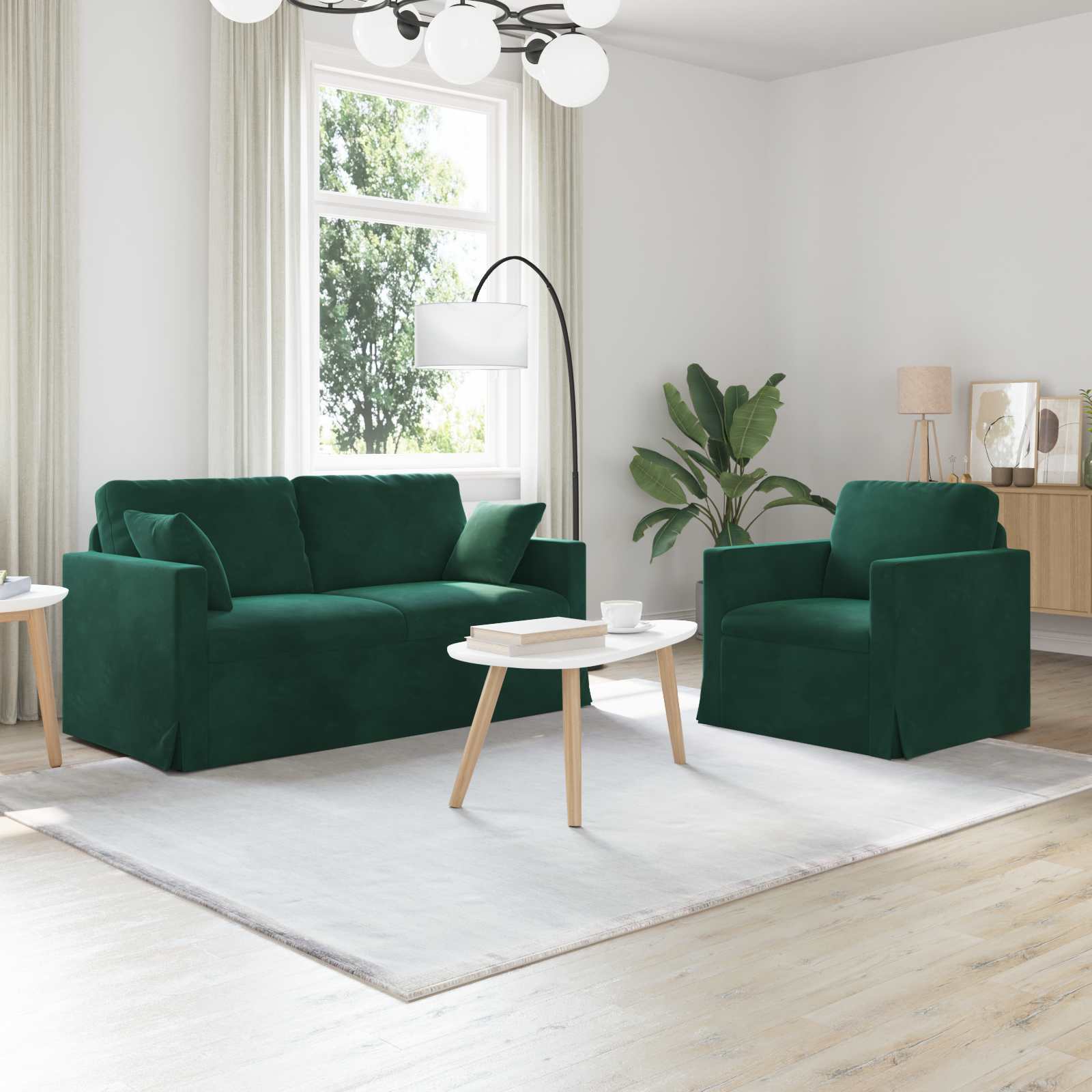 Ensemble de Canapés 2 pcs Vert foncé 158 x 78 x 80 cm Velours - XIOS