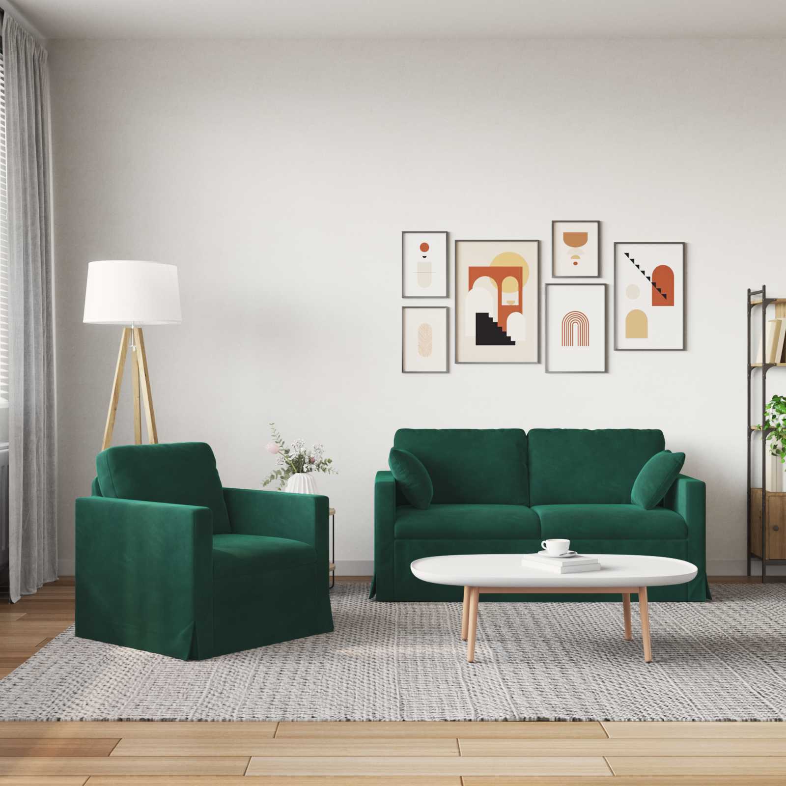 Ensemble de Canapés 2 pcs Vert foncé 158 x 78 x 80 cm Velours - XIOS