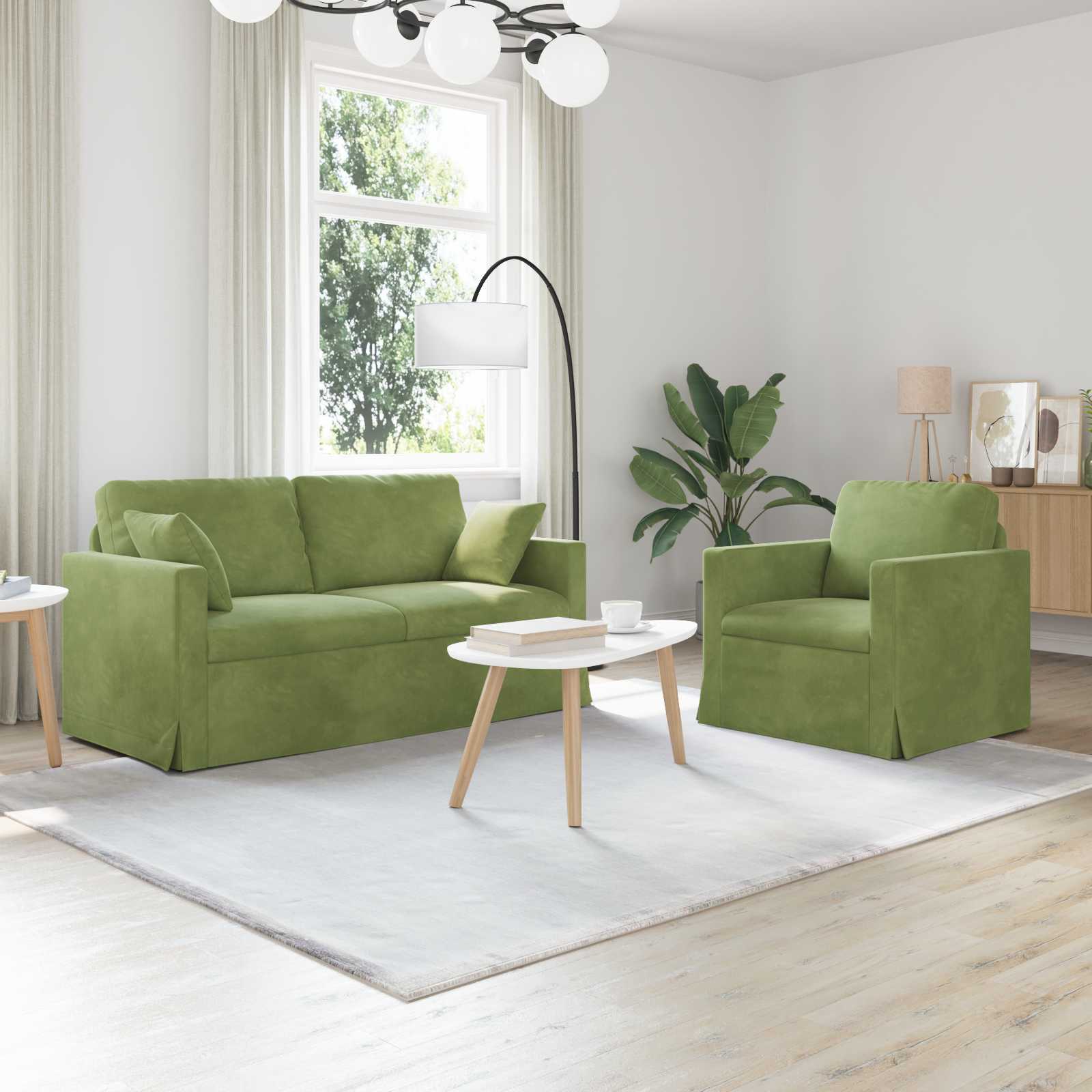 Ensemble de Canapés 2 pcs Vert clair 158 x 78 x 80 cm Velours - XIOS
