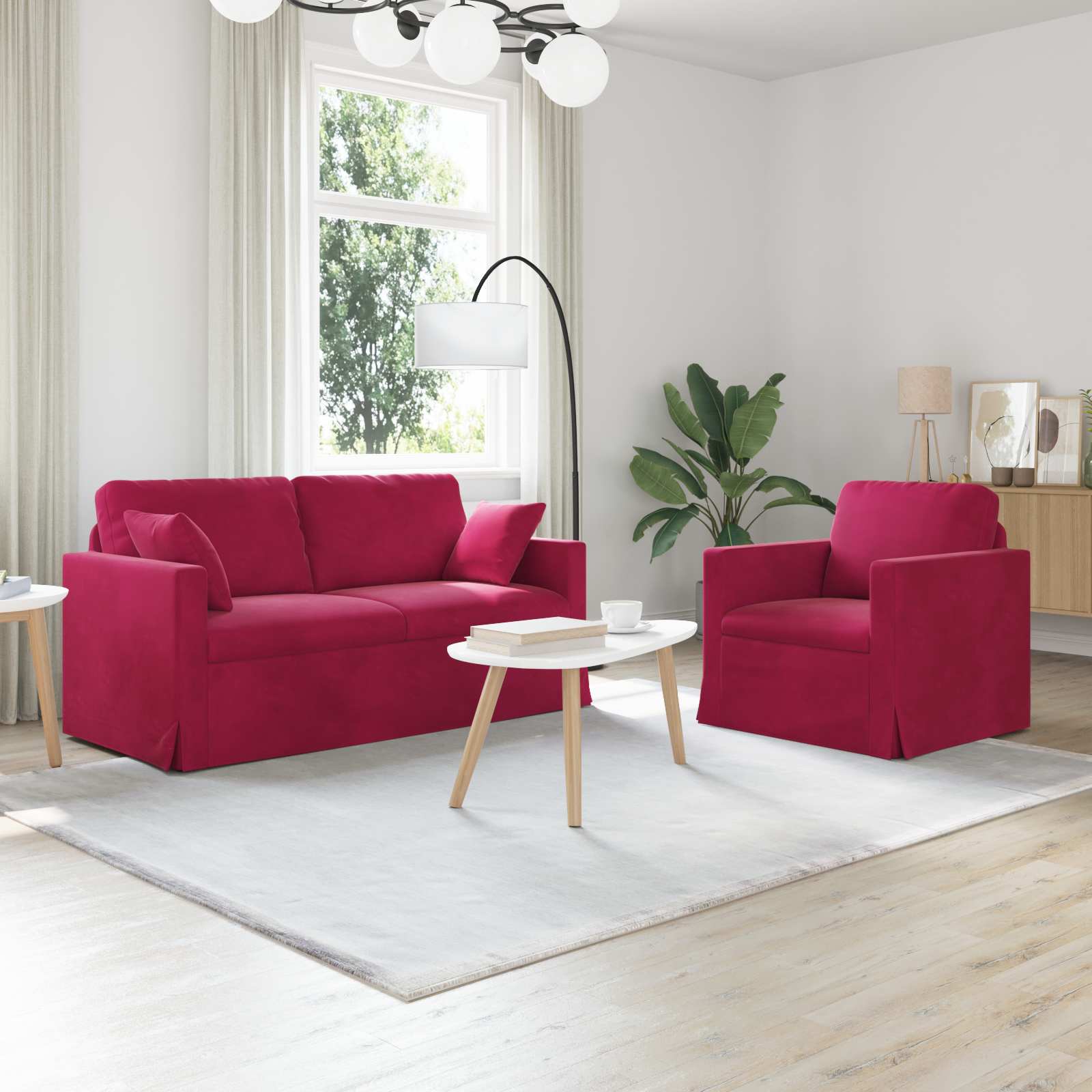 Ensemble de Canapés 2 pcs Bordeaux 158 x 78 x 80 cm Velours - XIOS